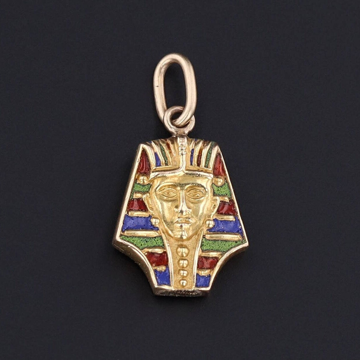 Antique Enamel Pharaoh Charm of 14k Gold