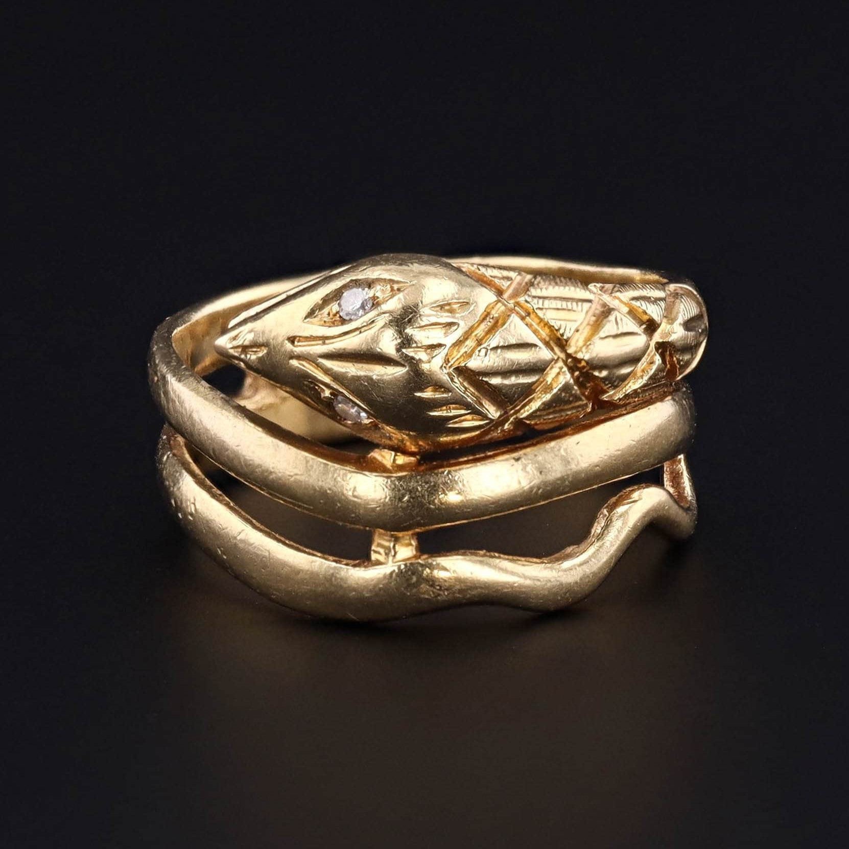 Vintage Wrap Around Snake Ring of 18k Gold