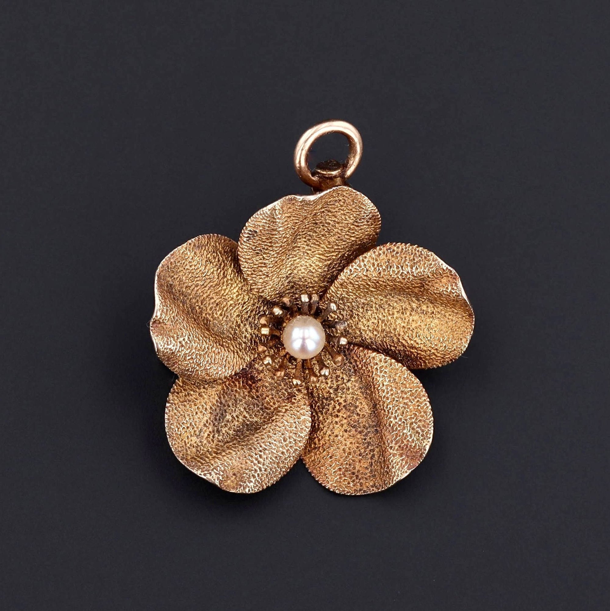 Antique Flower Pendant or Brooch of 14k Gold