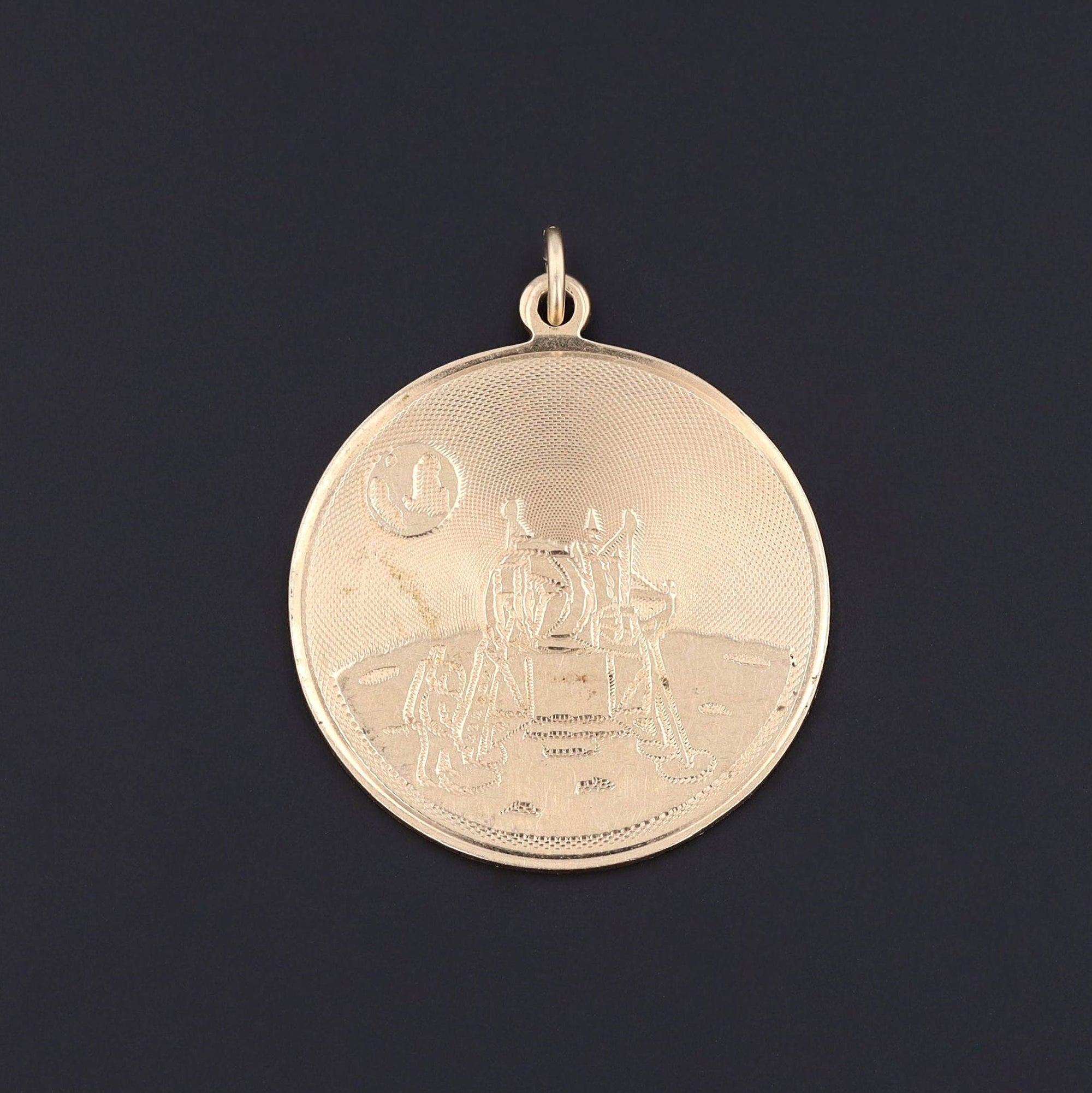 Vintage Moon Landing Pendant of 14k Gold