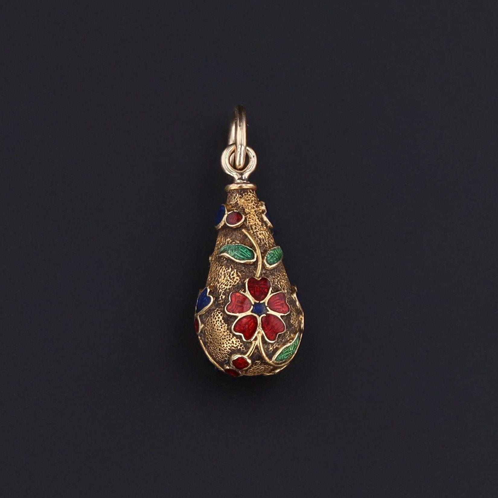 Antique Enamel Flower Conversion Charm of 14k Gold