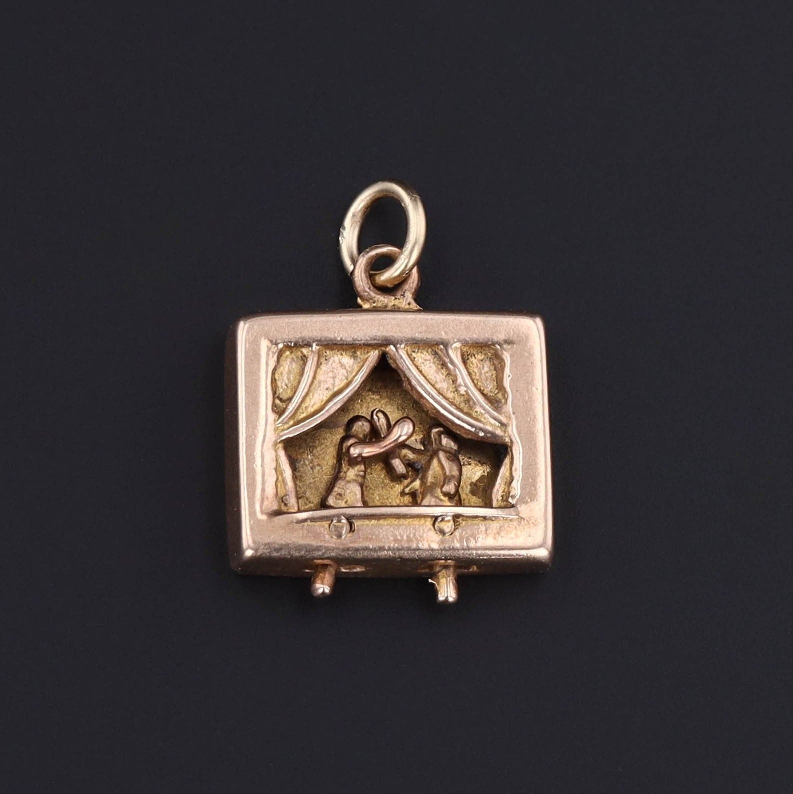 Vintage Movebale Punch and Judy Pendant of 9ct Gold