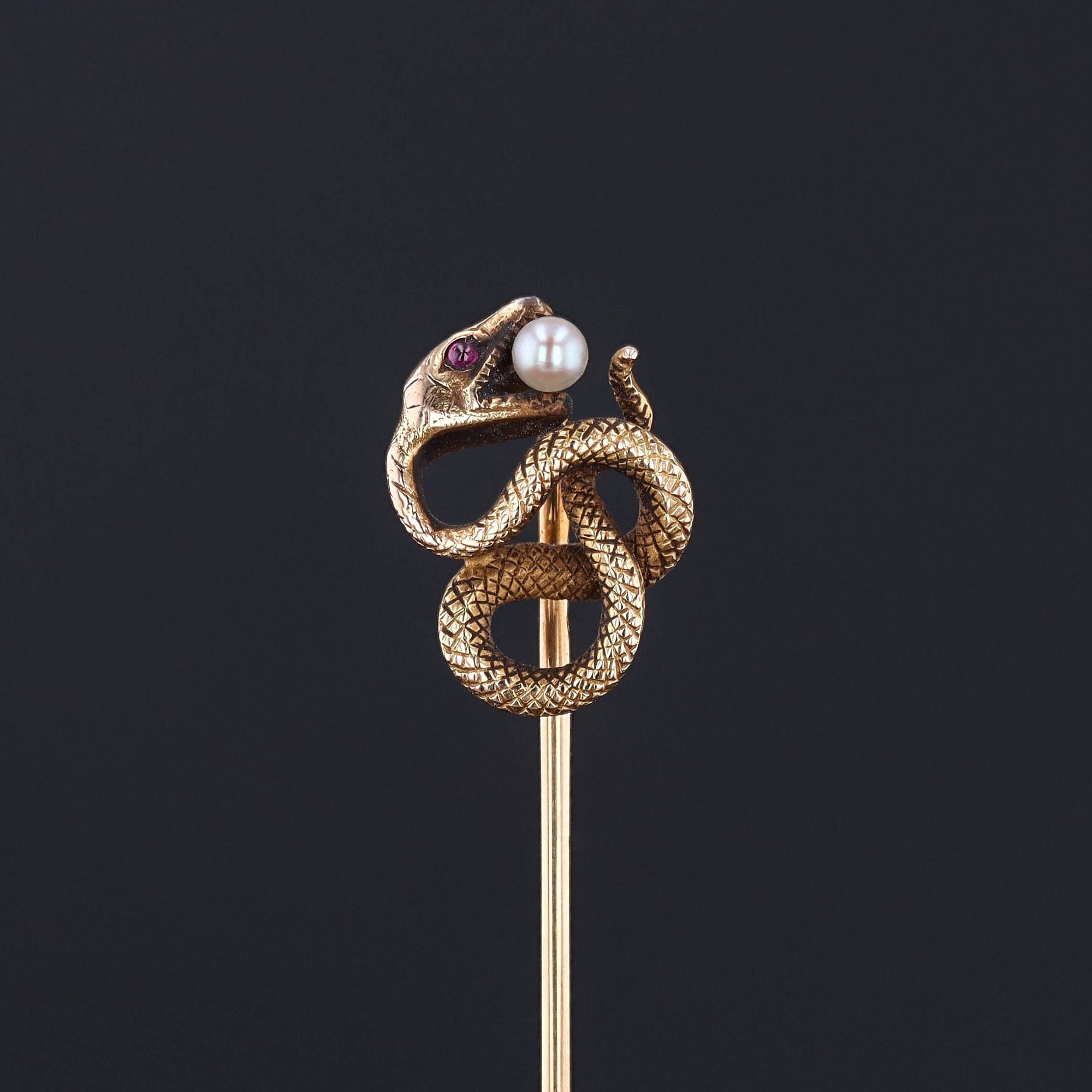 Antique Snake Stickpin of 14k Gold