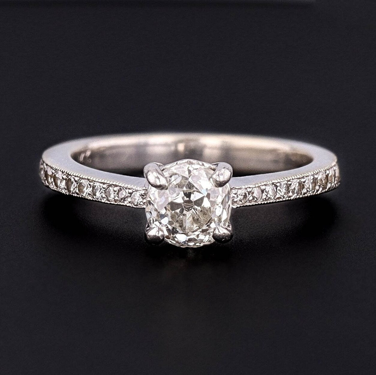 Vintage Old European Cut Diamond Ring of 14k White Gold