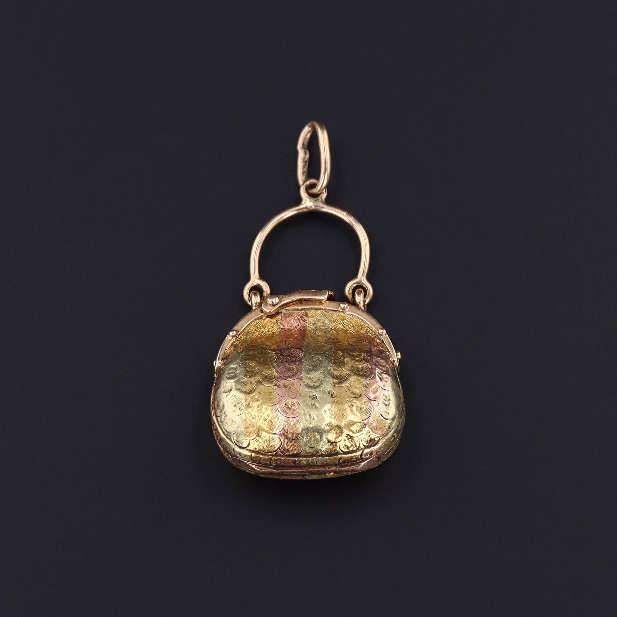 Antique Purse Locket of 14k Tri Color Gold