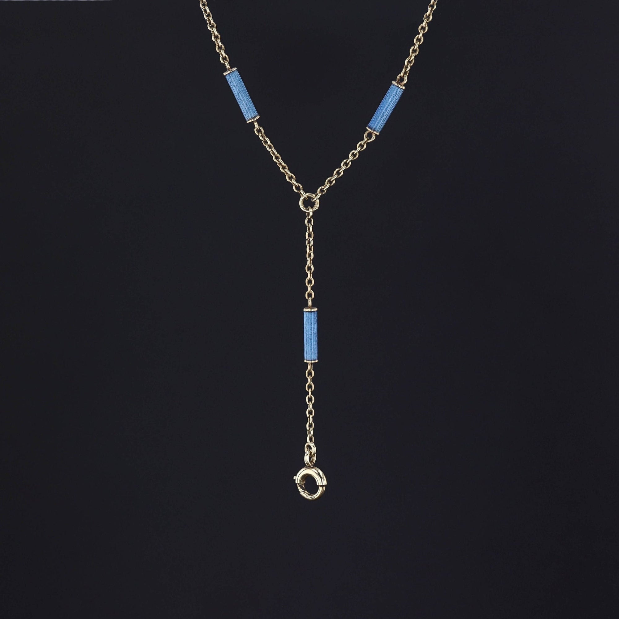 Antique Enamel Chain Necklace of 14k Gold