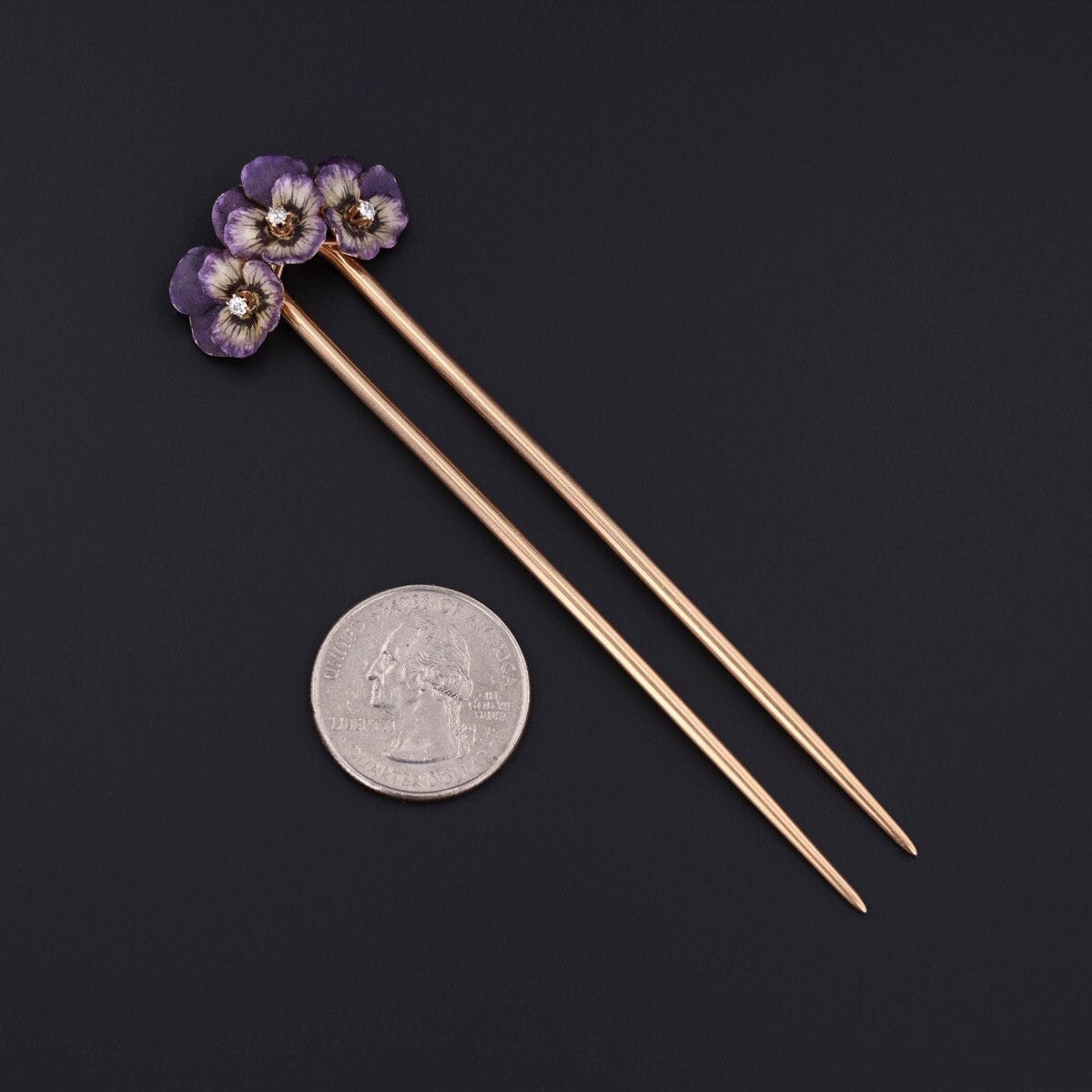 14k fashion gold vintage hair pin