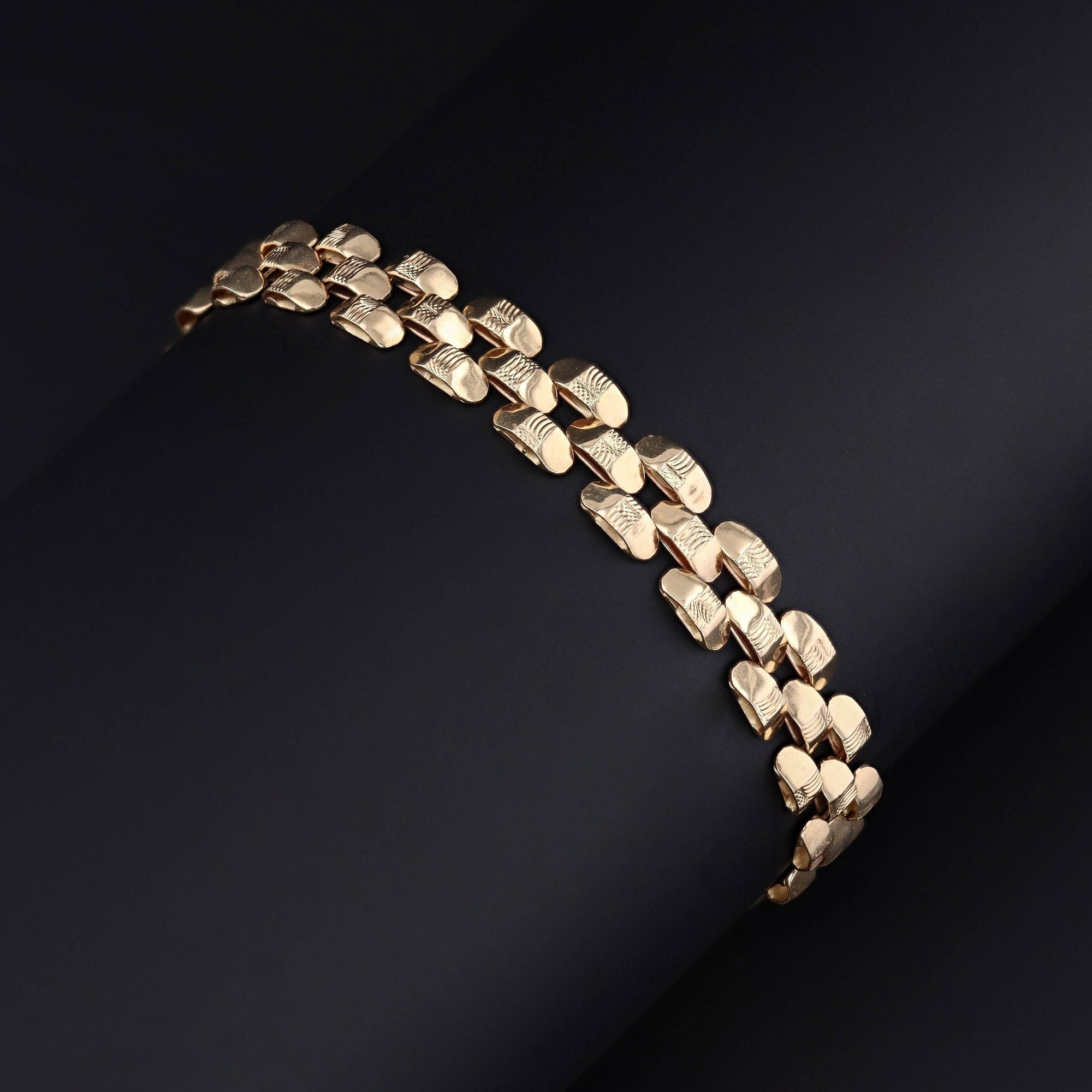 Vintage Multi-Row Link Bracelet of 14k Gold