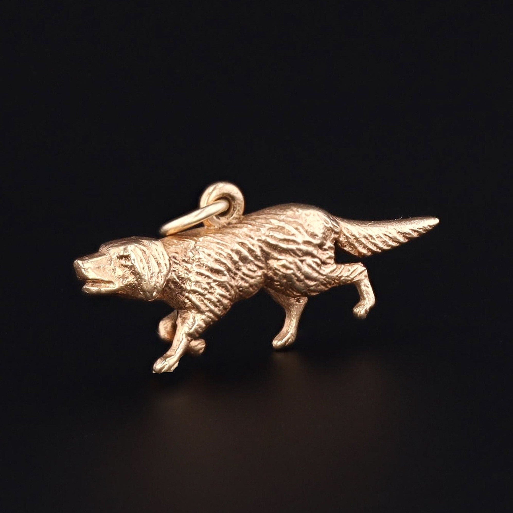 Vintage English Setter Charm of 14k Gold