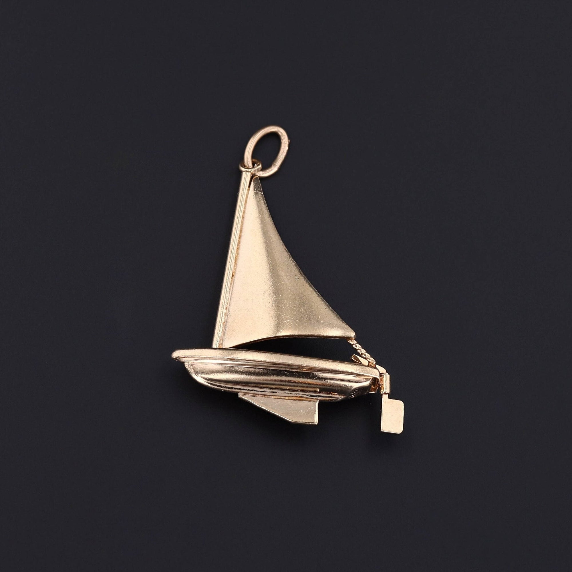 Vintage Sailboat Pendant of 14k Gold