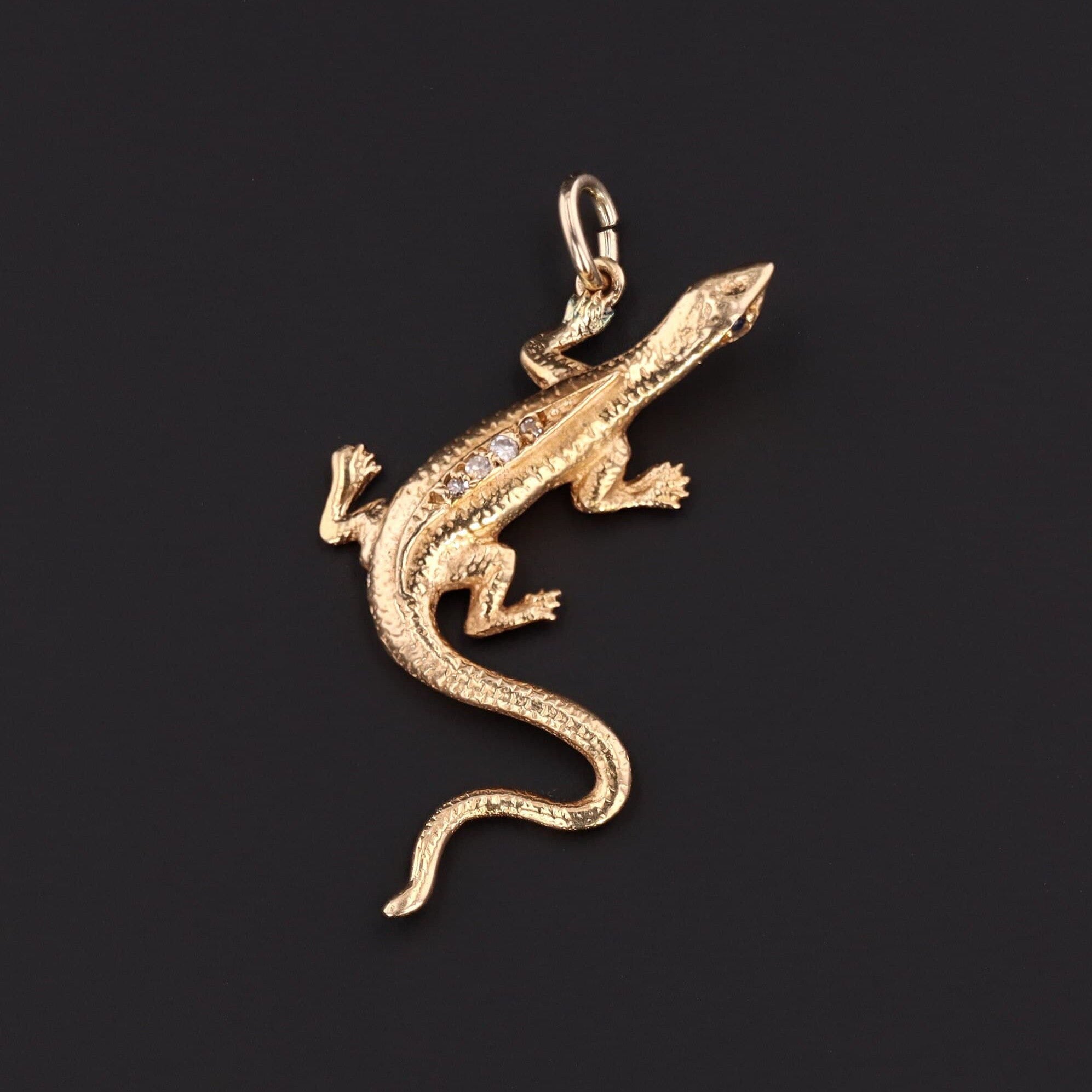 Vintage Lizard Conversion Pendant of 14k Gold