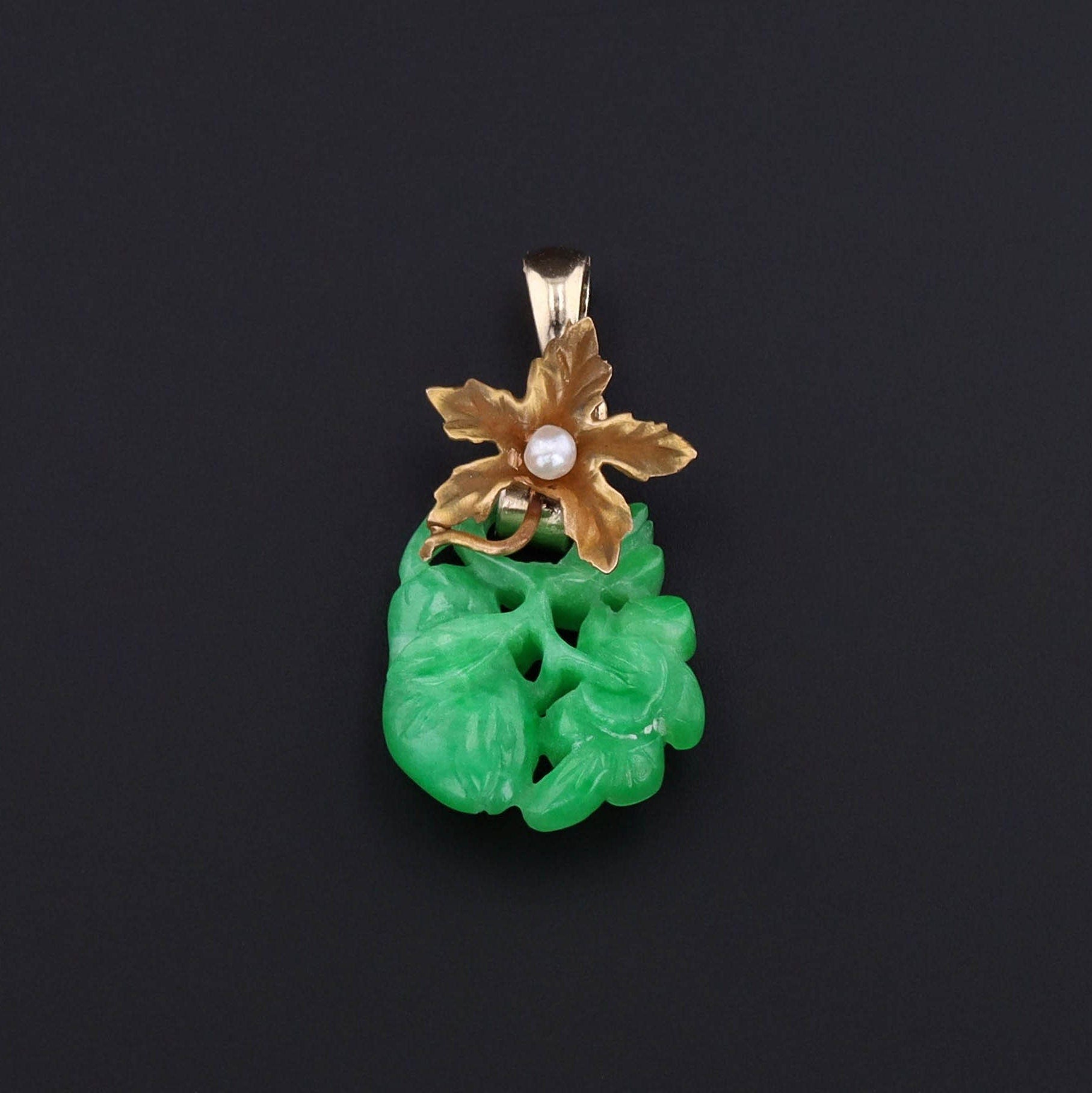 Antique Jade Conversion Pendant of 14k Gold