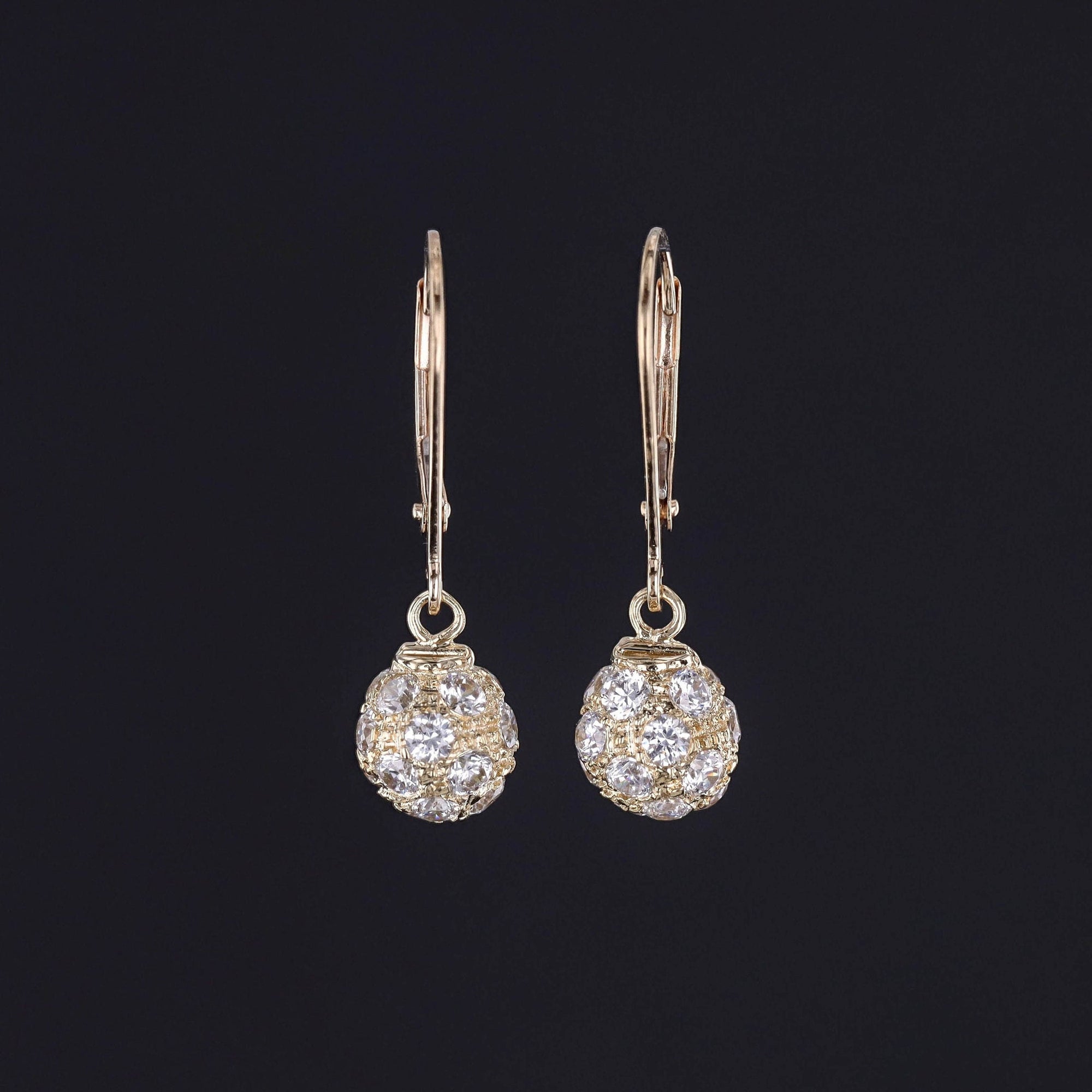 Vintage Cubic Zirconia Earrings of 14k Gold