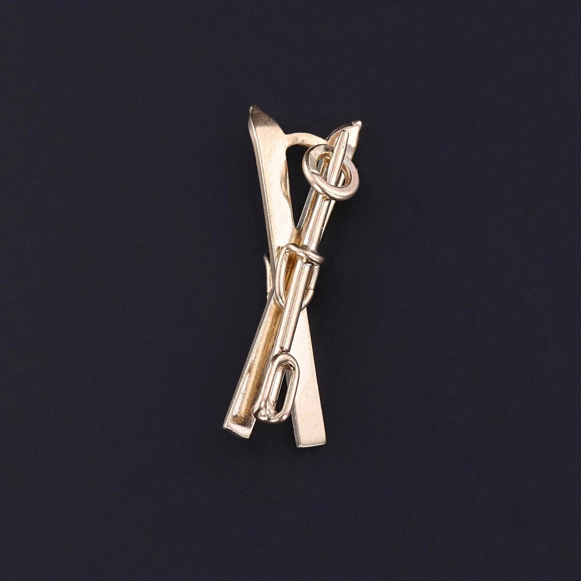 Vintage Skis Charm of 14k Gold