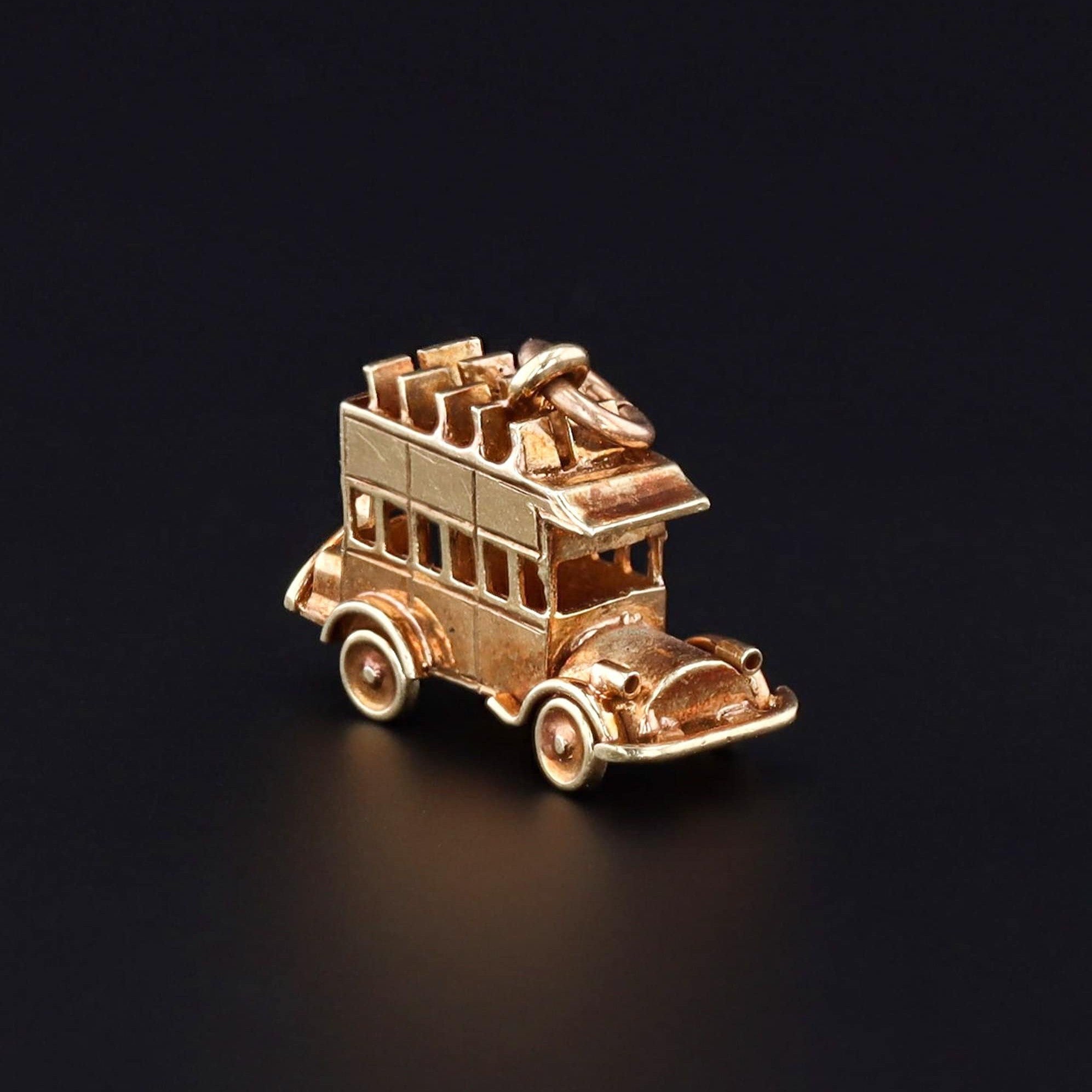 Vintage Bus Charm of 14k Gold