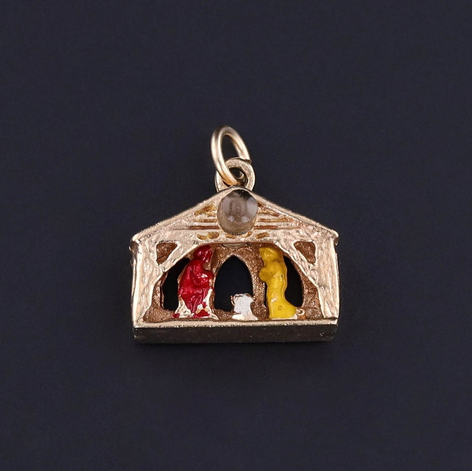 Vintage Nativity Stanhope Charm of 14k Gold