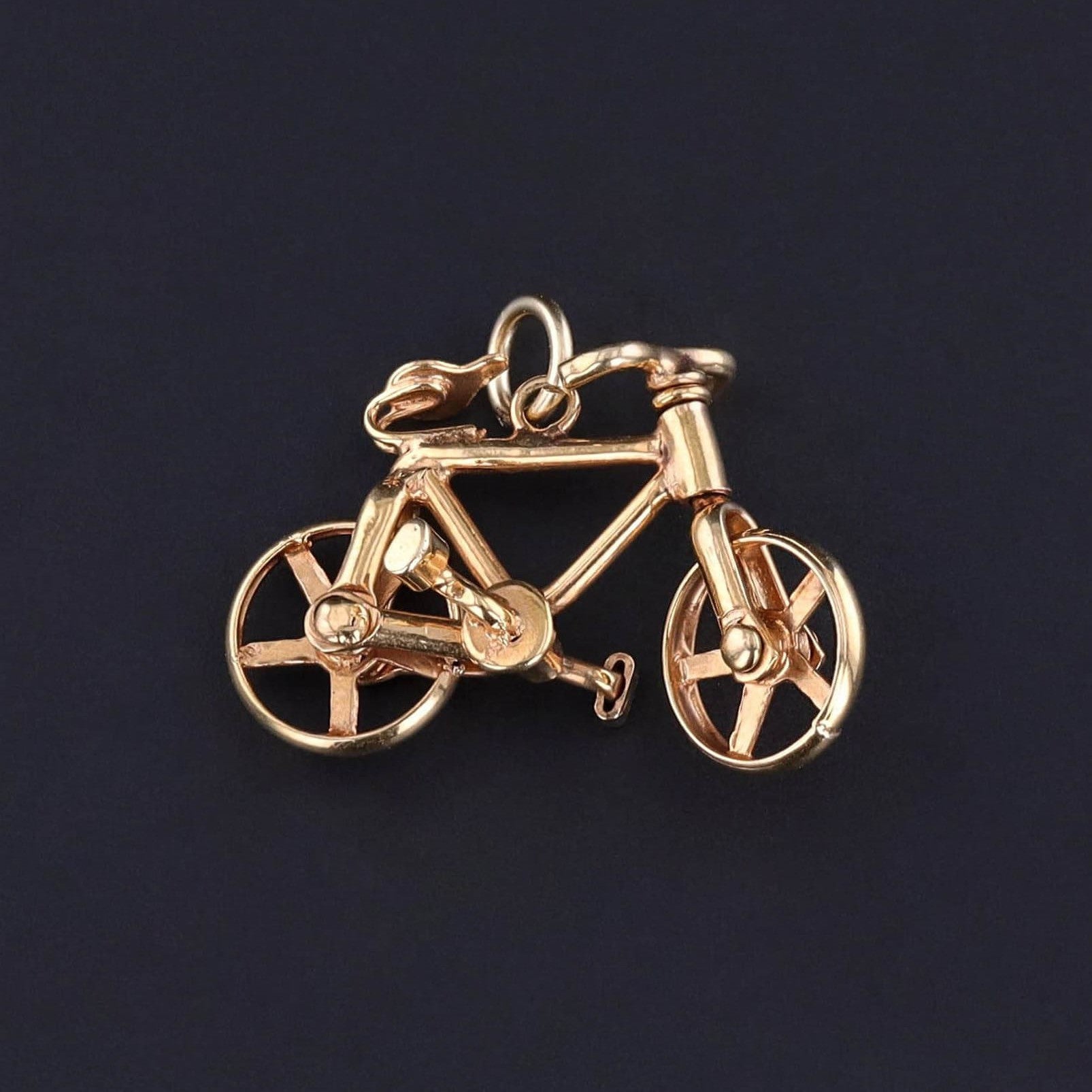 Vintage Moveable Bicycle Charm of 10k Gold