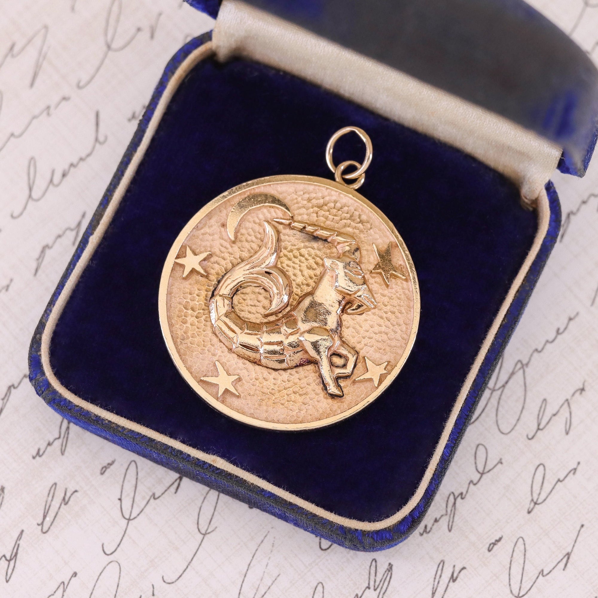 Vintage Capricorn Pendant of 10k Gold