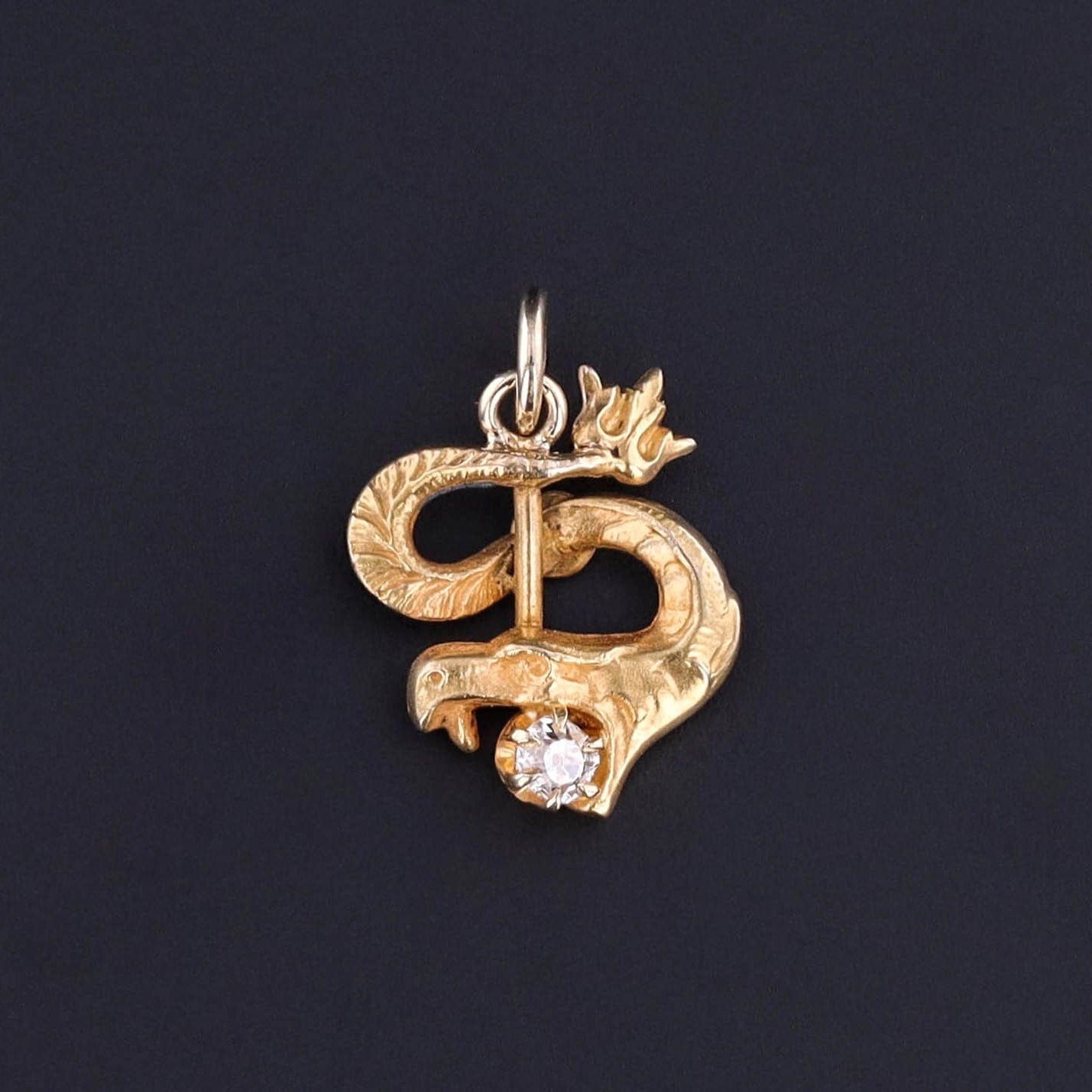 Antique Dragon Conversion Charm of 10k Gold