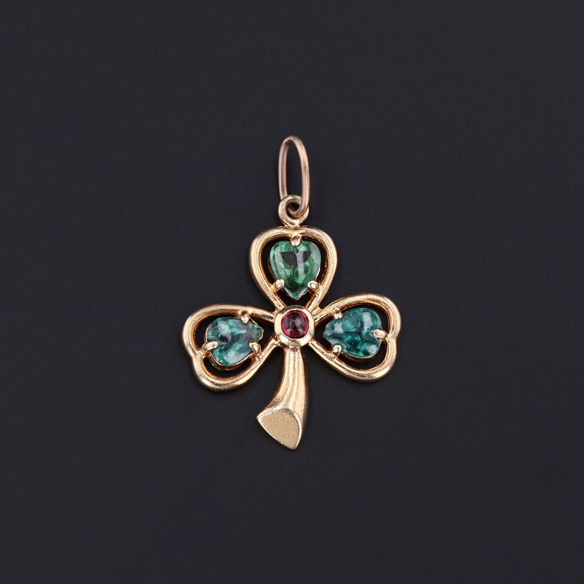 Vintage Shamrock Charm of 14k Gold