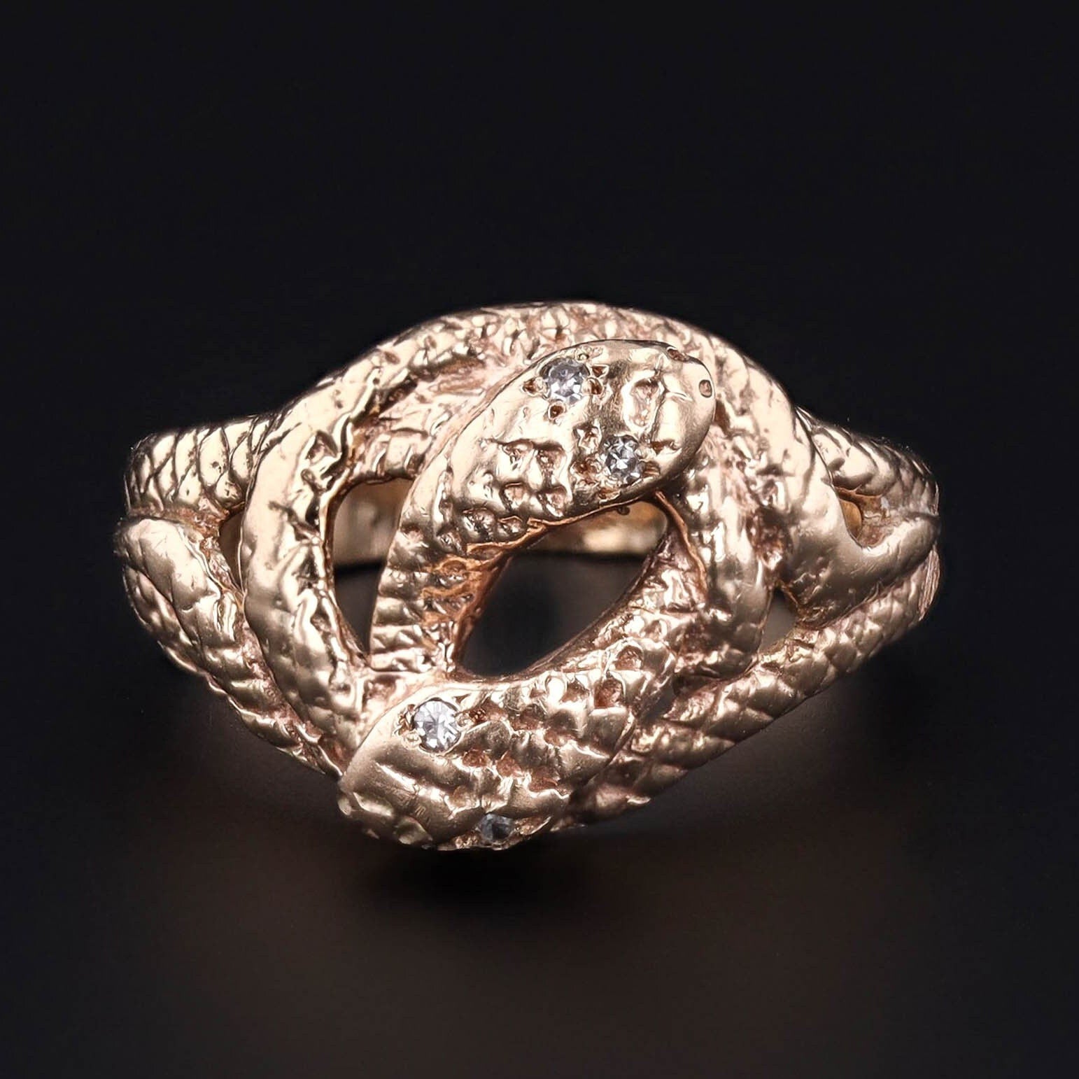 Vintage Entwined Snakes Ring of 10k Gold