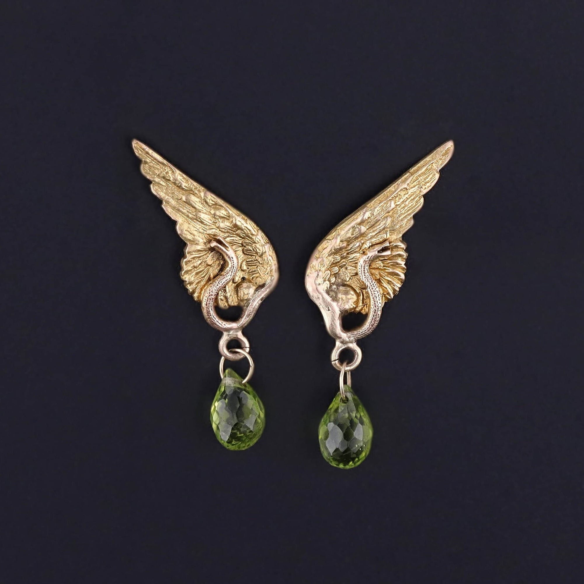 Antique Wing Earrings of 14k Gold