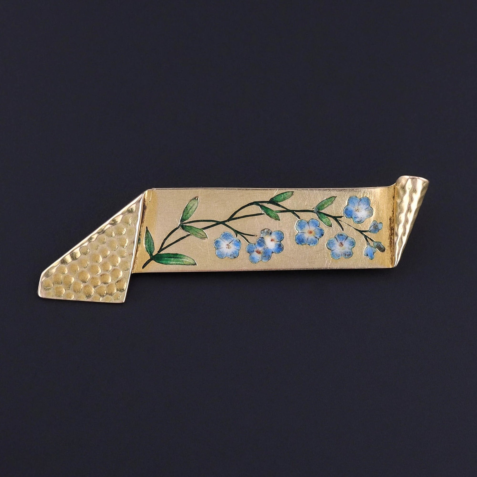 Antique Forget-me-not Brooch of 14k Gold