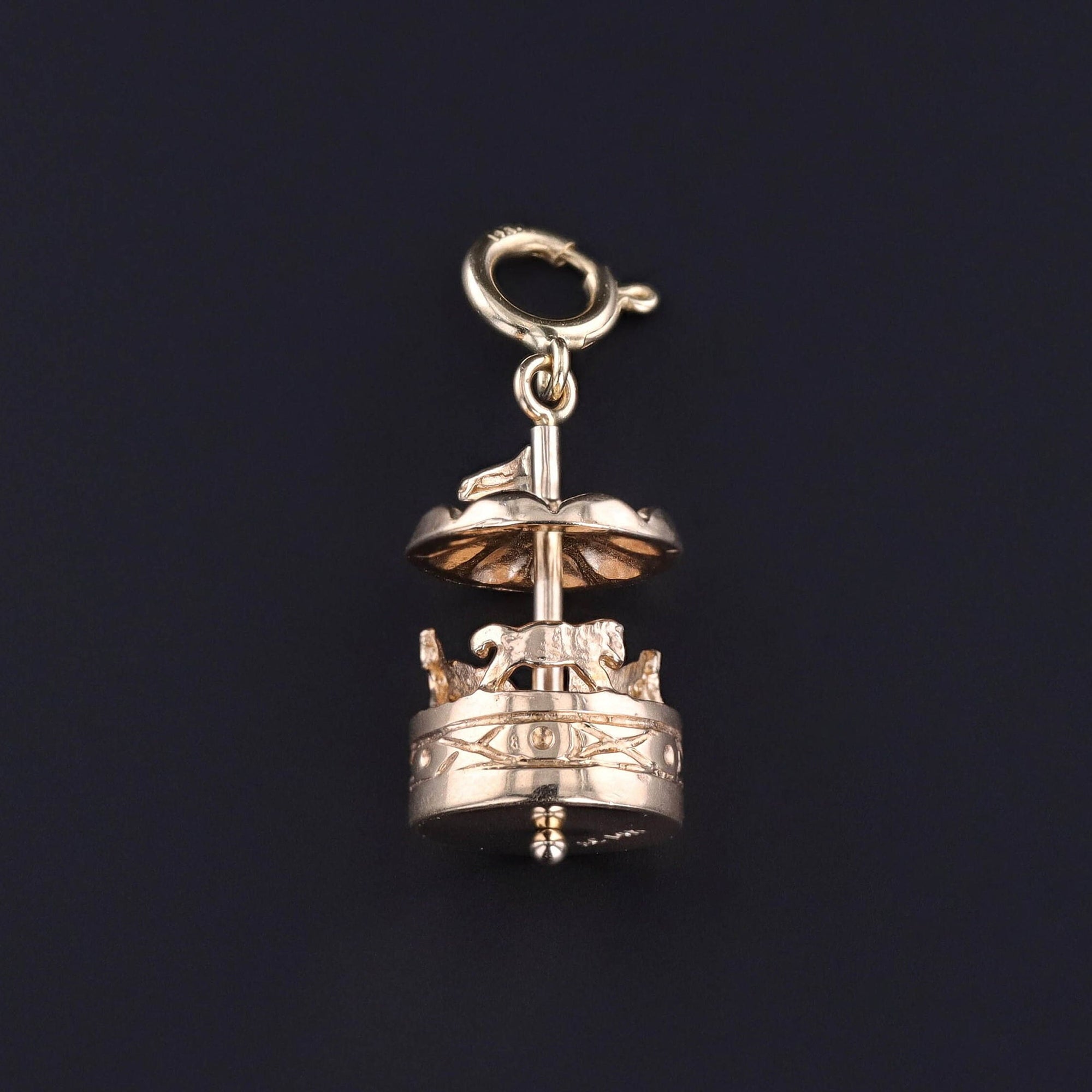 Vintage Carousel Charm of 14k Gold