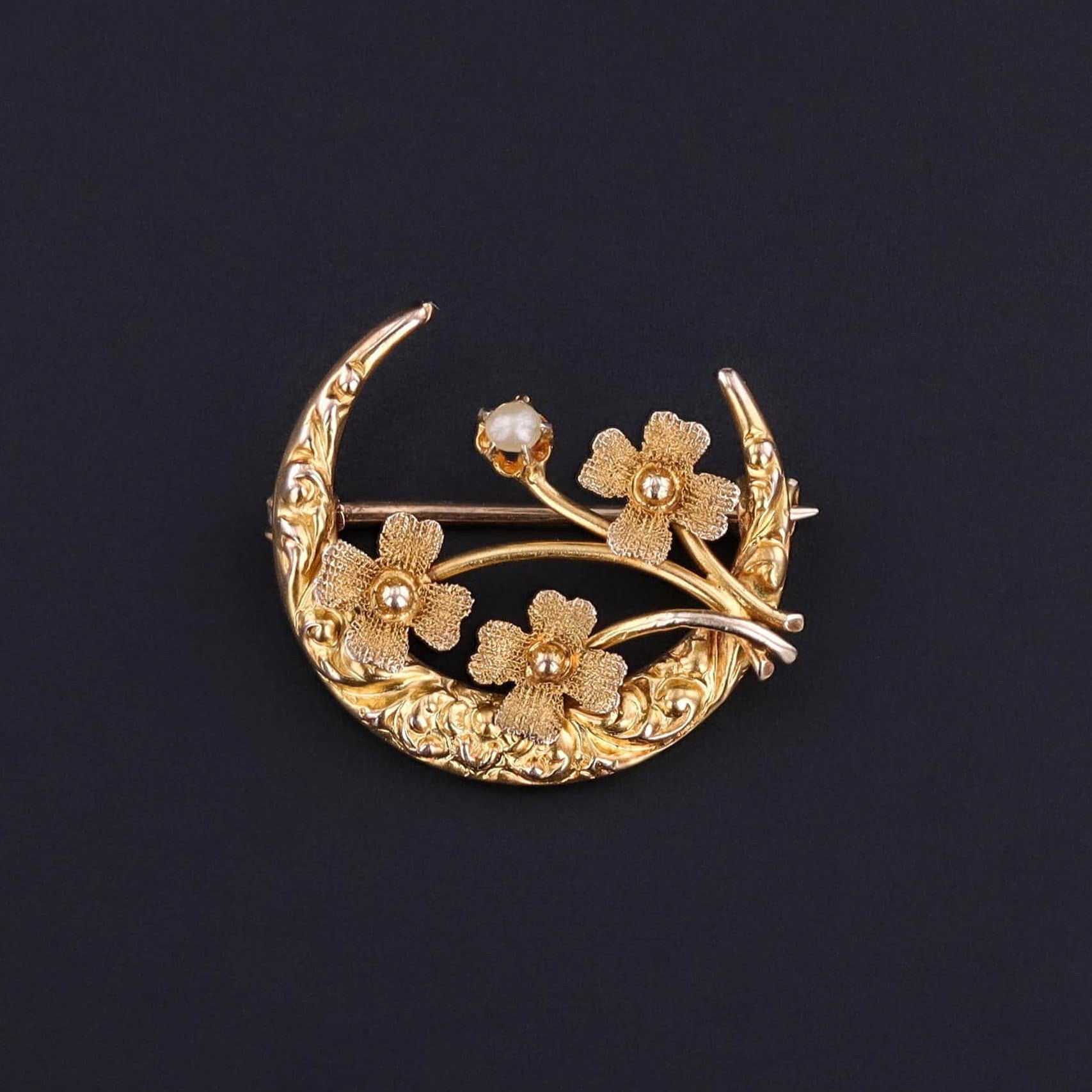 Antique Honeymoon Brooch of 10k Gold