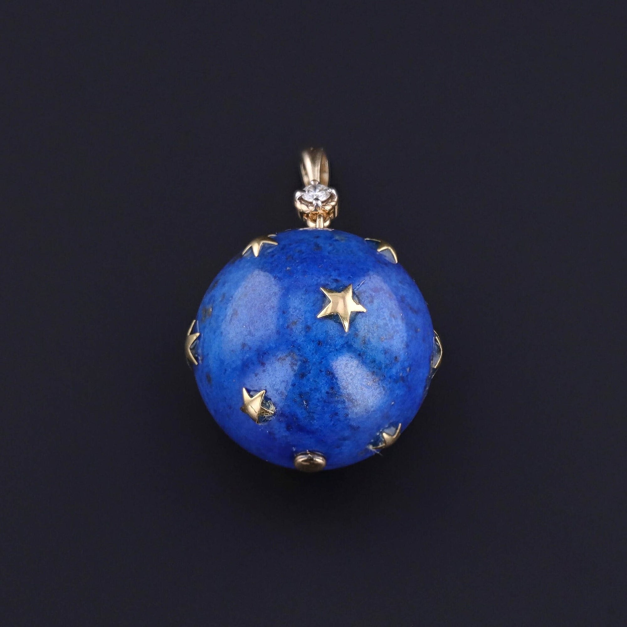 Vintage Lapis Lazuli and Diamond Star Pendant