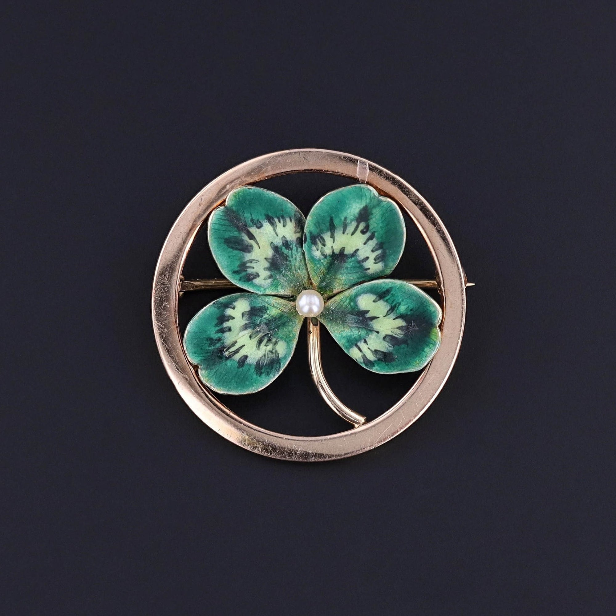 Vintage Clover Brooch of 14k Gold