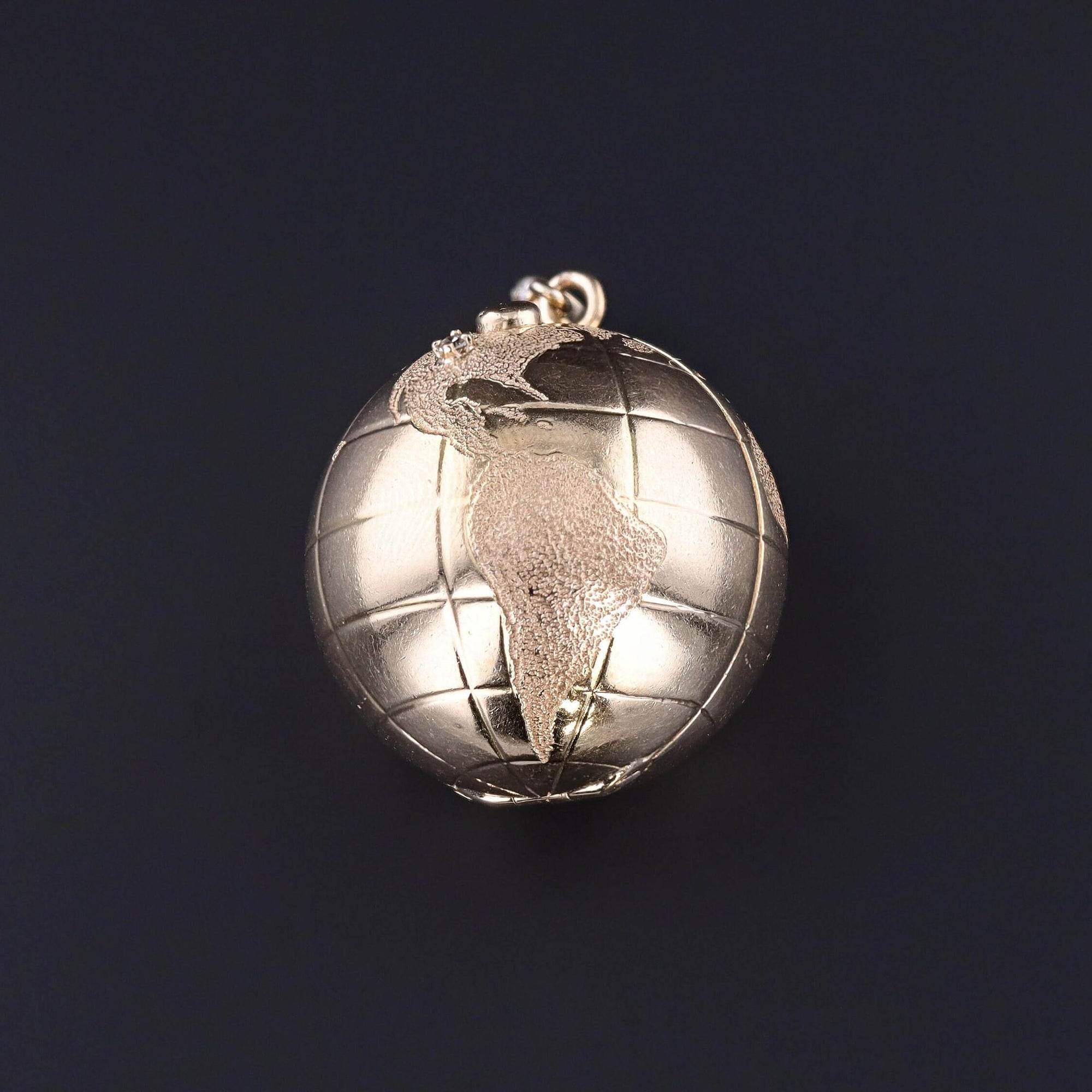 Vintage Diamond Globe Locket Pendant of 14k Gold