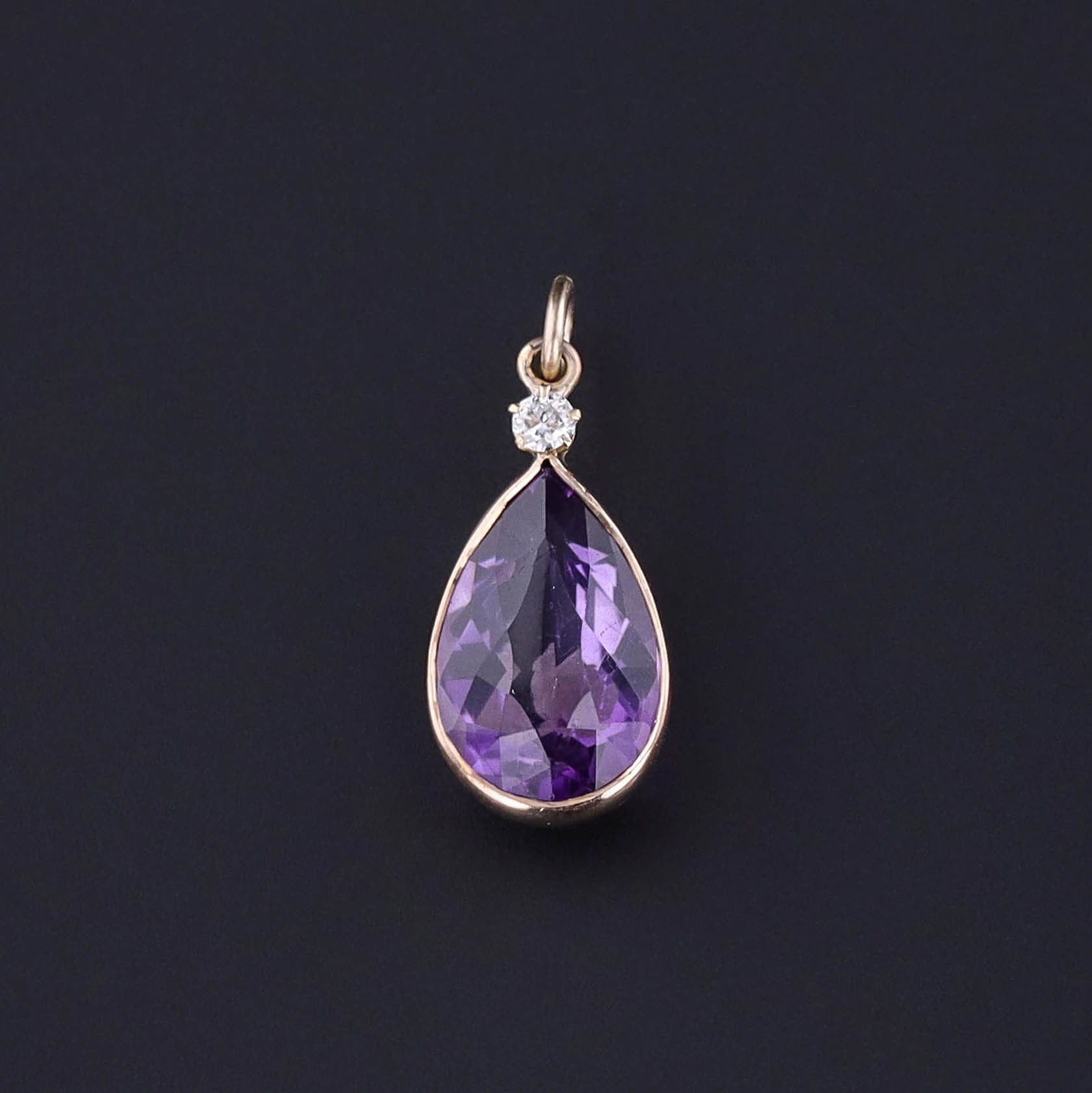 Antique Amethyst Conversion Charm of 14k Gold