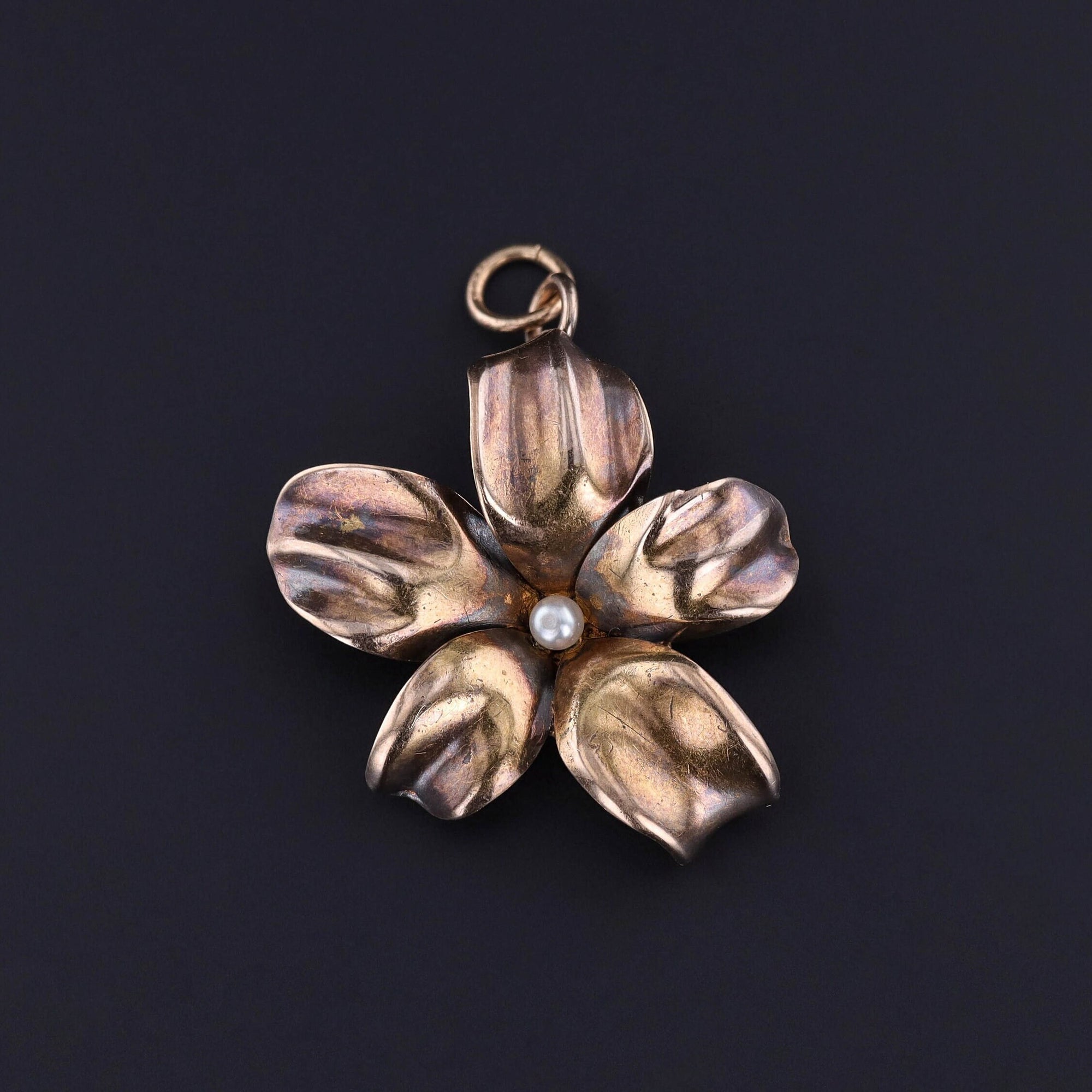 Antique Violet Pendant Brooch of 14k Gold