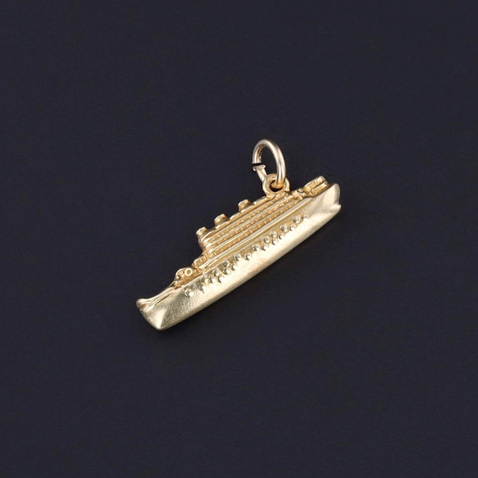 Vintage Cruise Ship Charm of 14k Gold