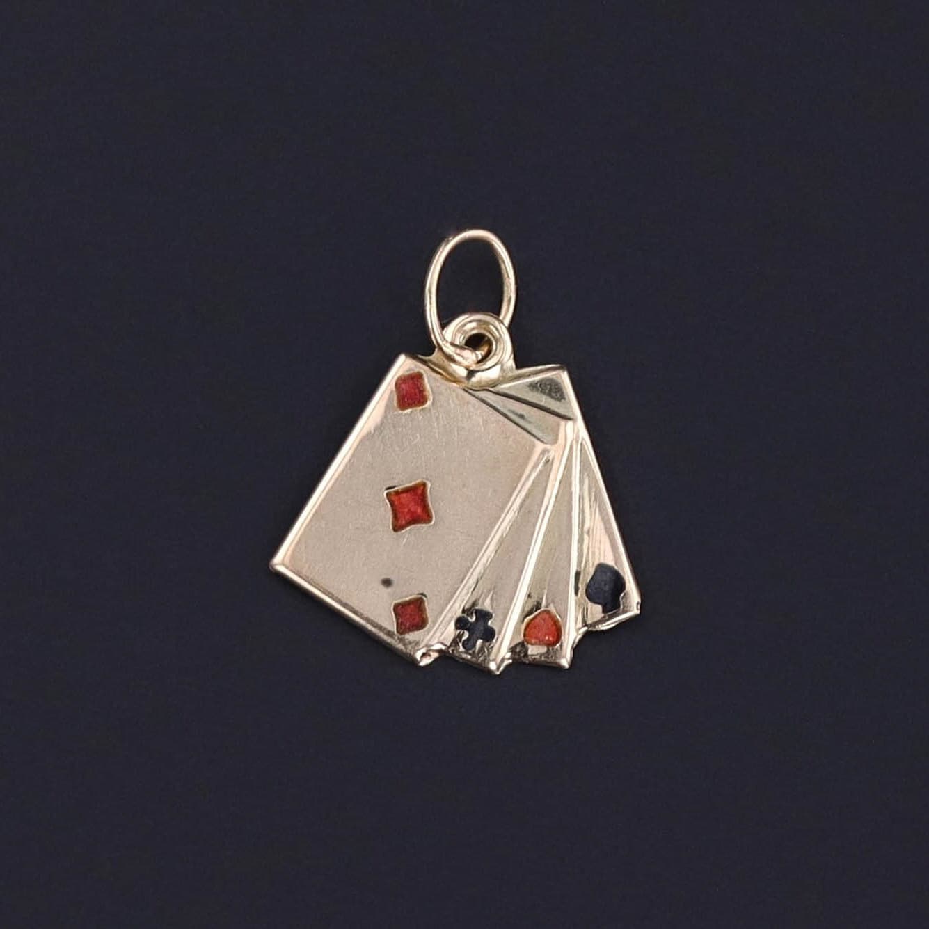 Vintage Playing Cards Charm of 14k Gold