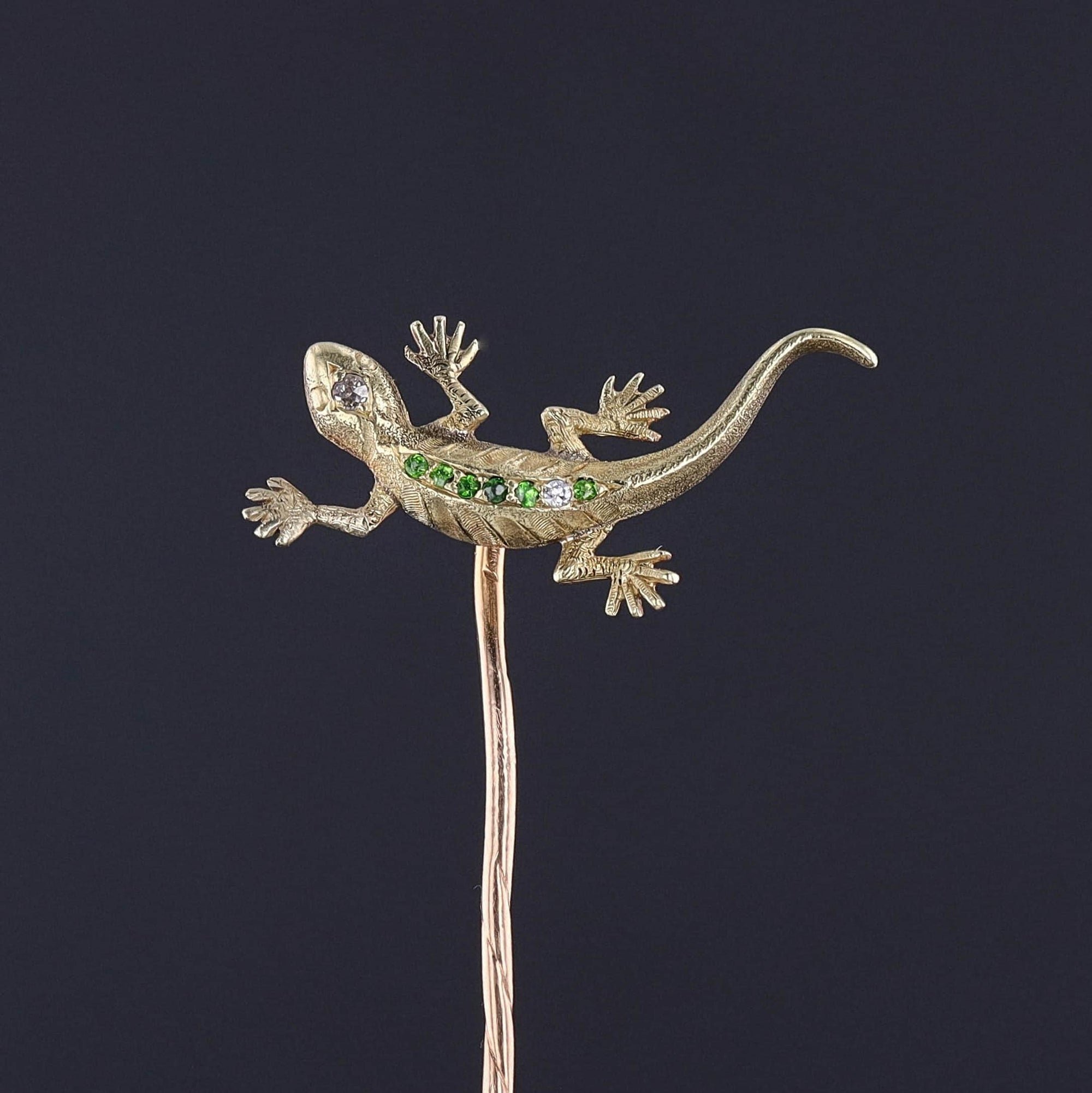 Antique Lizard Stickpin of 14k Gold