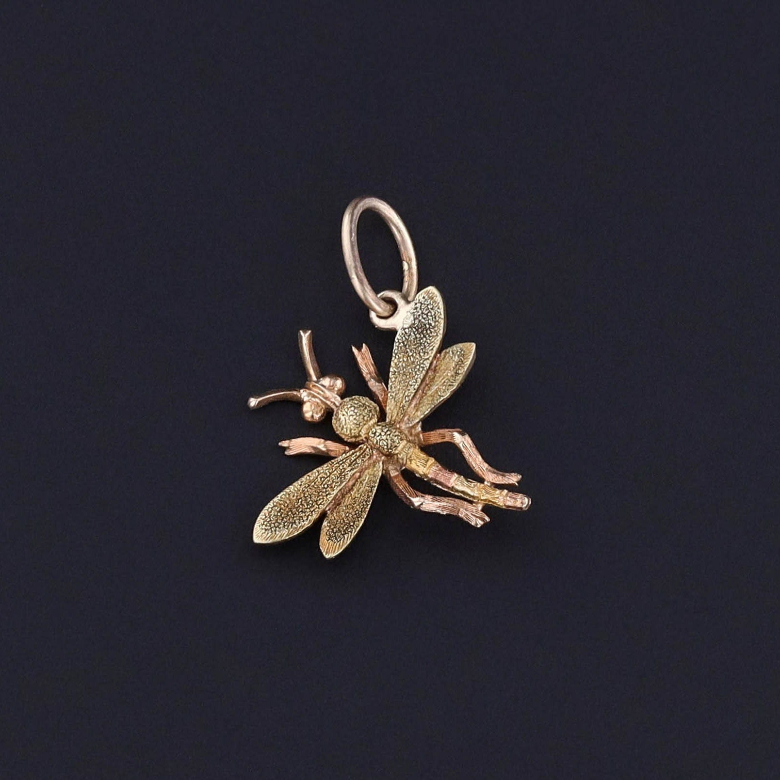 Antique Dragonfly Charm of 14k Gold