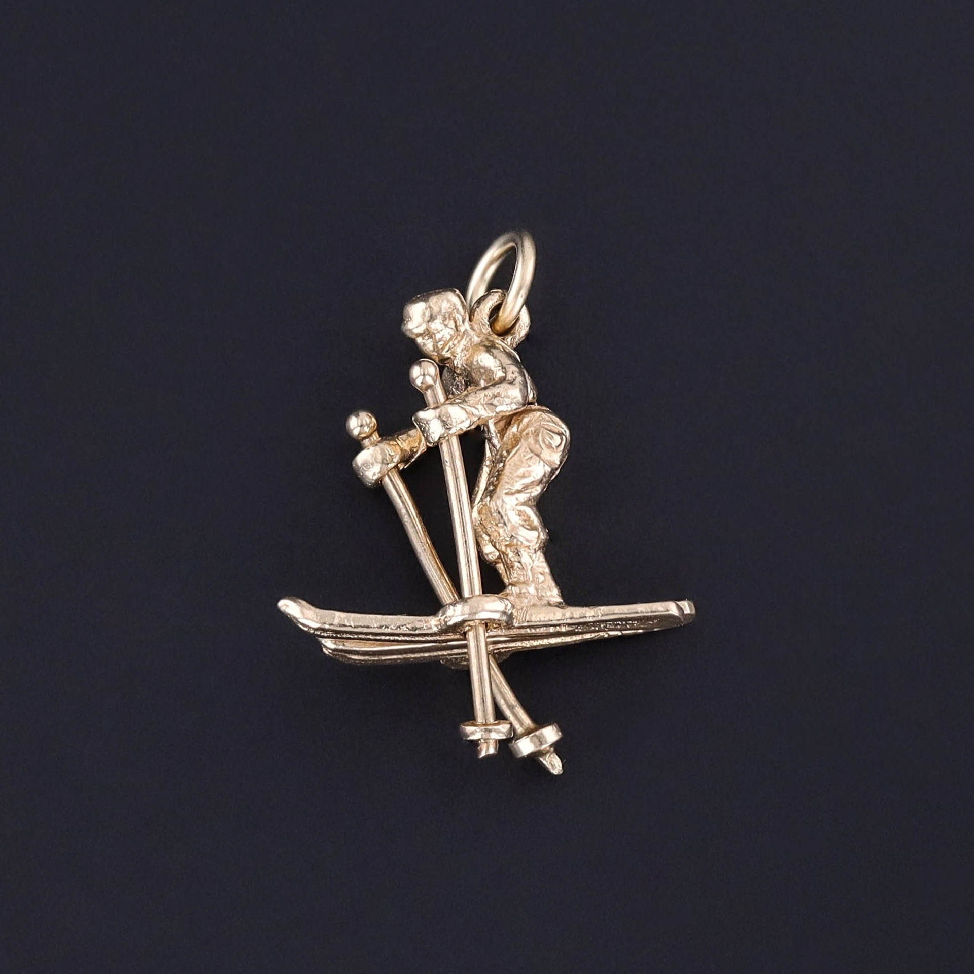 Vintage Moveable Skier Charm of 14k Gold