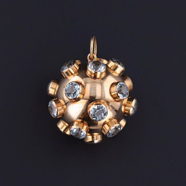 Vintage Aquamarine Sputnik Pendant of 18k Gold - Trademark Antiques