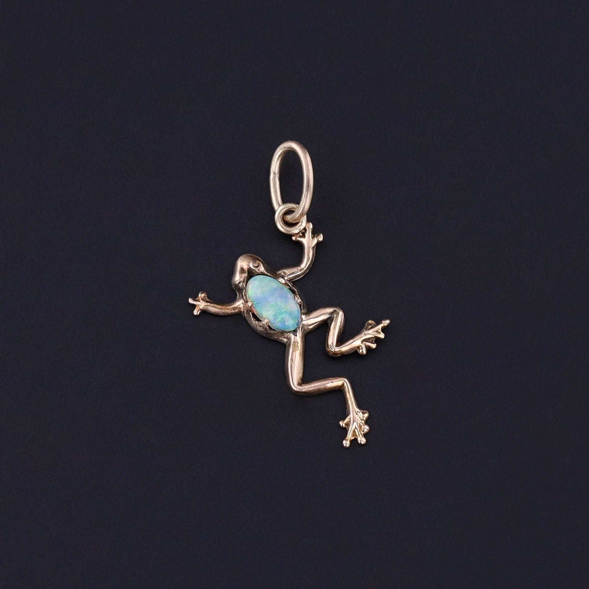 Antique Opal Frog Charm of 10k Gold