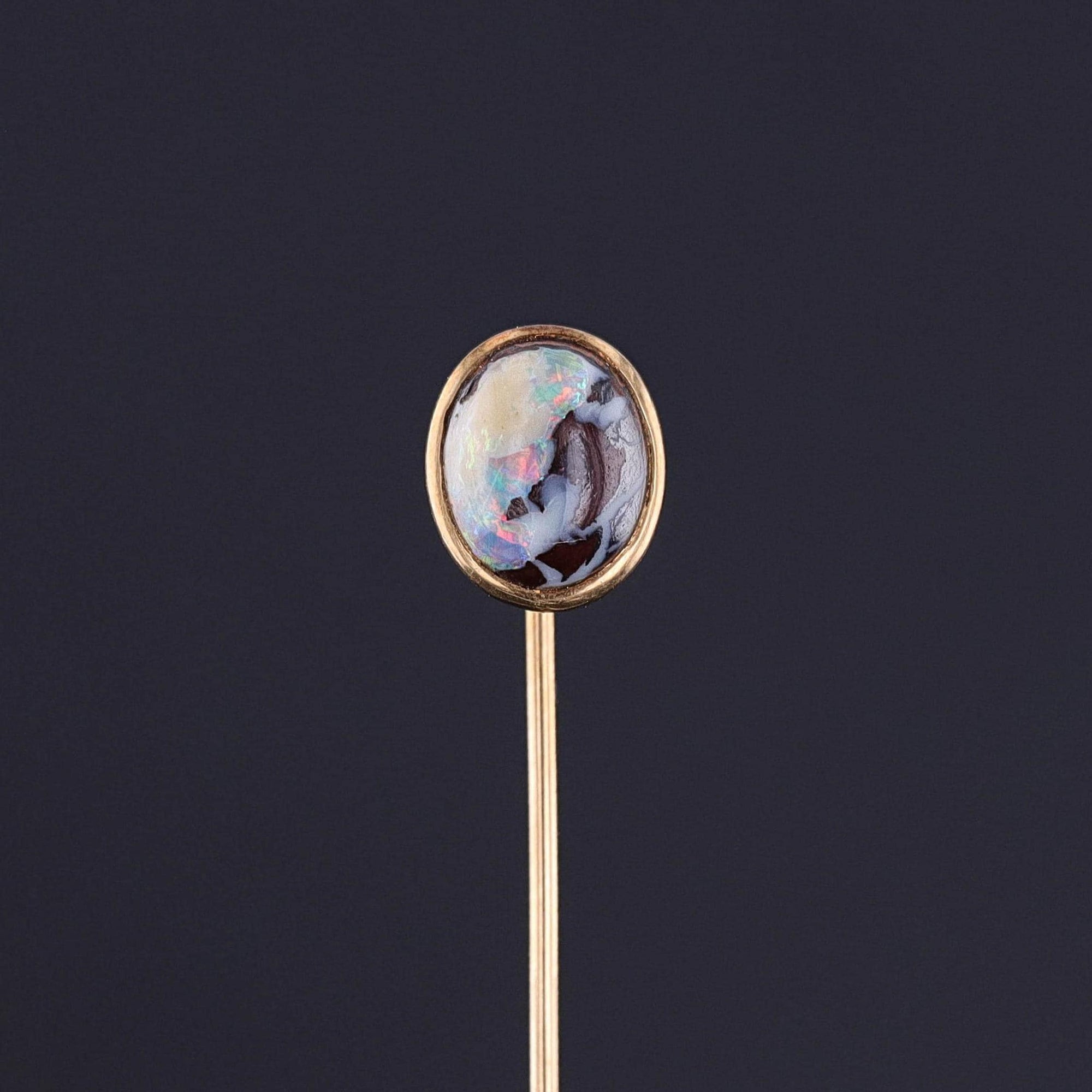 Antique White Boulder Opal Stickpin of 14k Gold