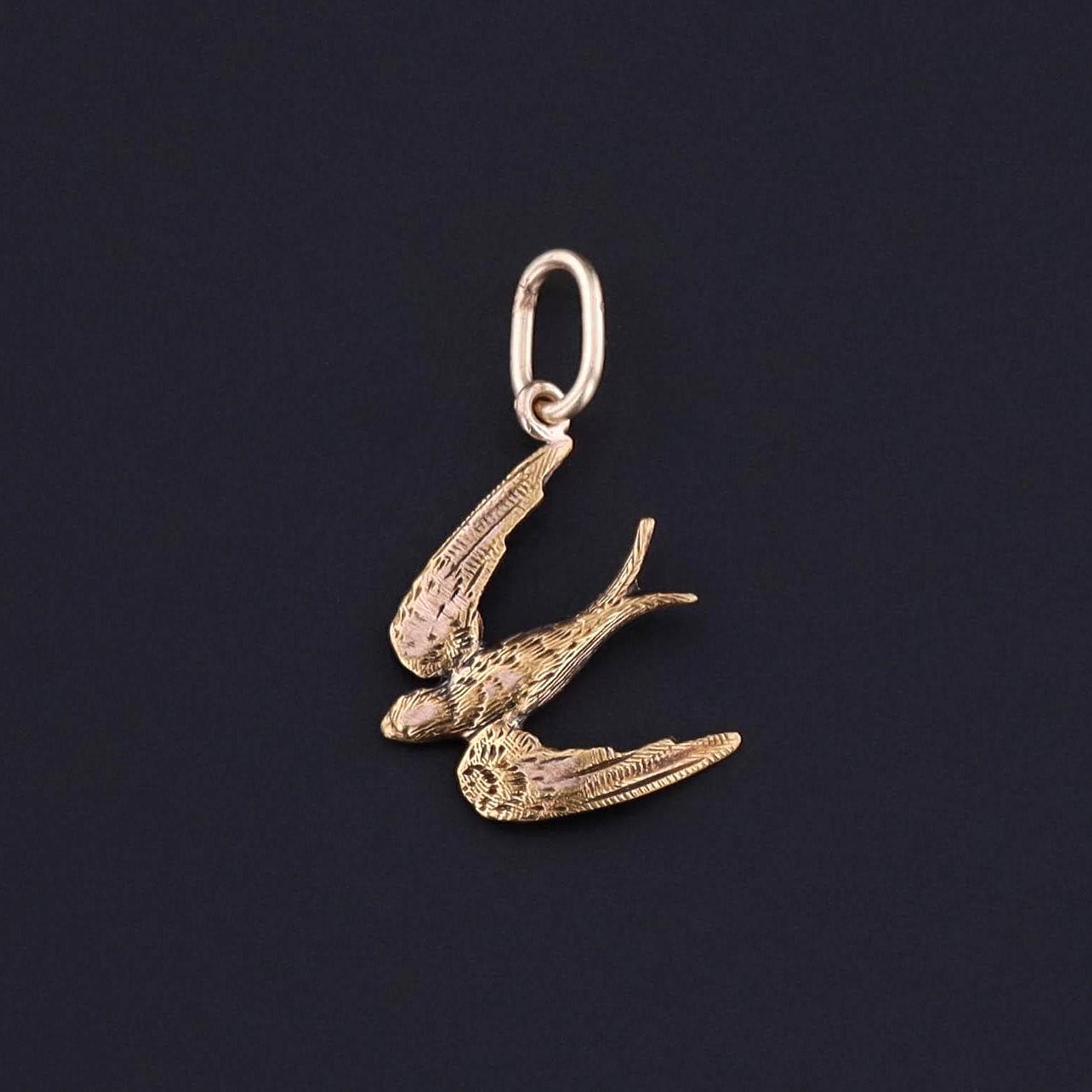 DROP ** Antique Bird Charm of 14k Gold