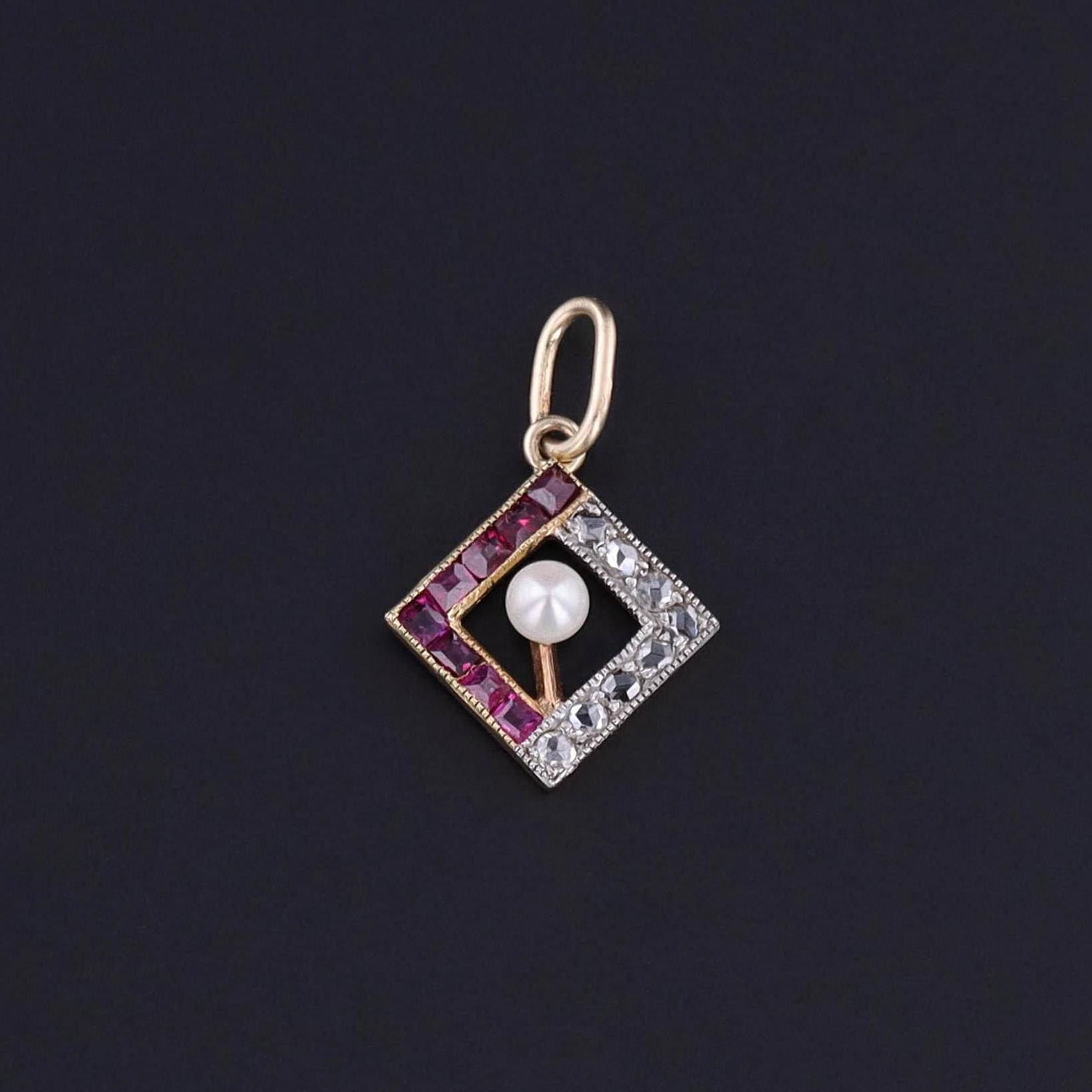 Antique Ruby and Diamond Charm of 15ct Gold