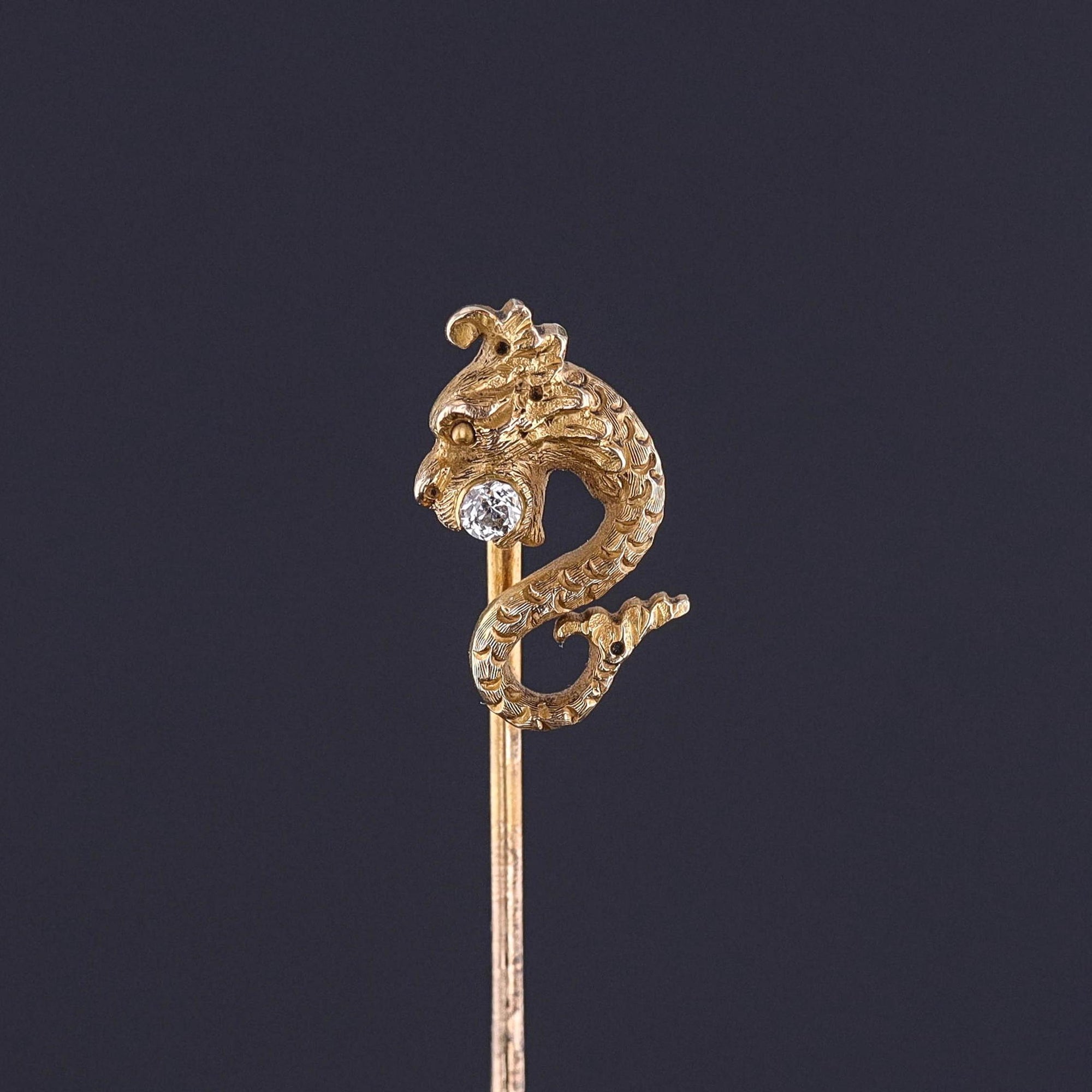 Antique Sea Serpent Stickpin of 14k Gold