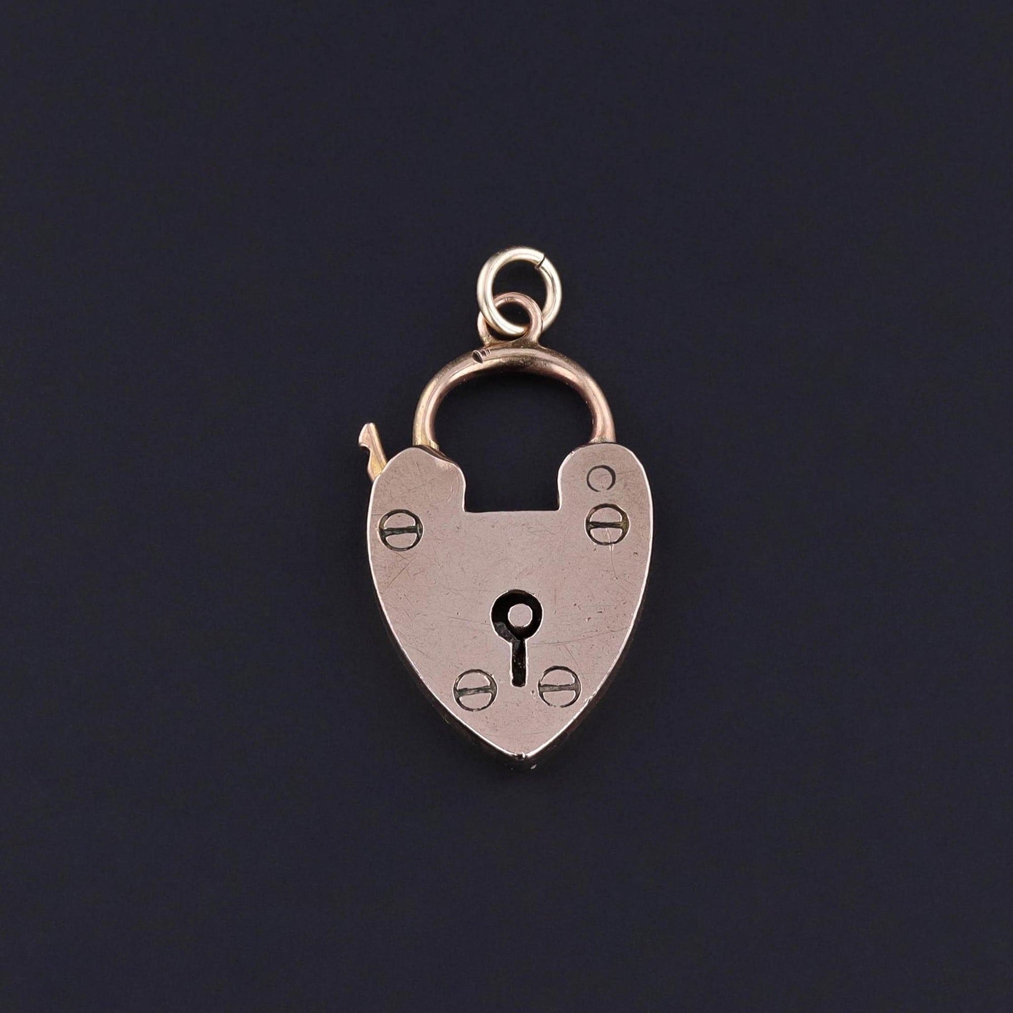 Antique Heart Padlock Pendant of 9ct Gold