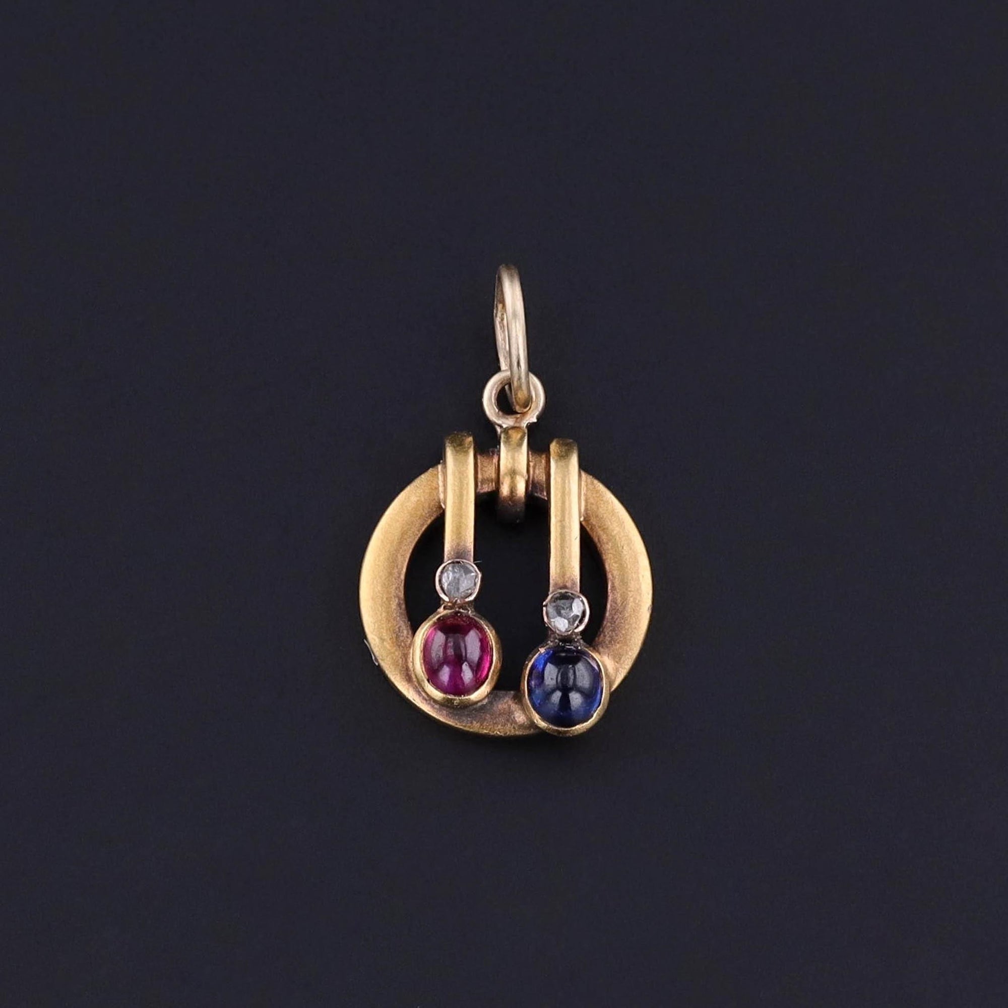 Antique Ruby and Sapphire Charm of 14k Gold