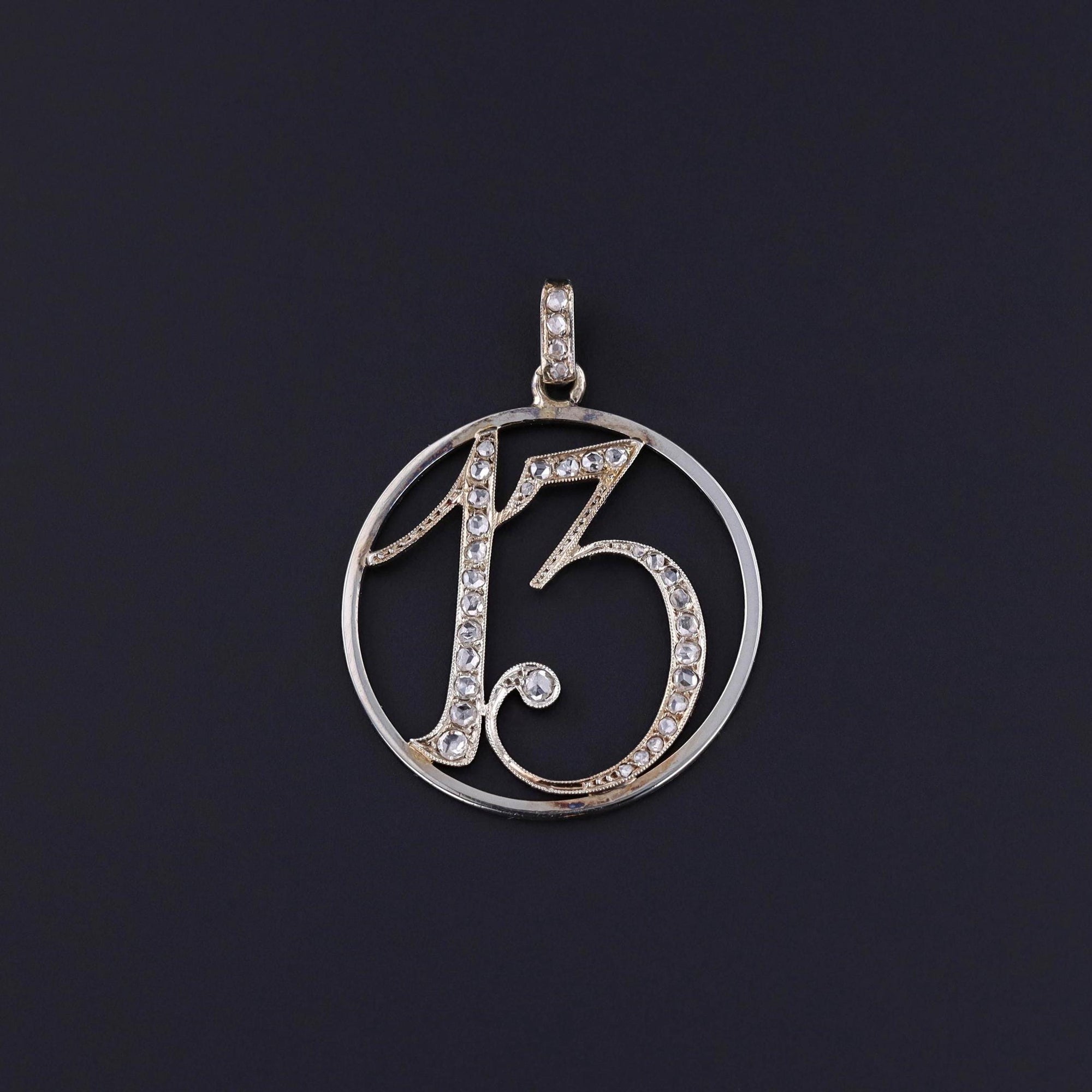 Antique Diamond Lucky Number 13 Pendant