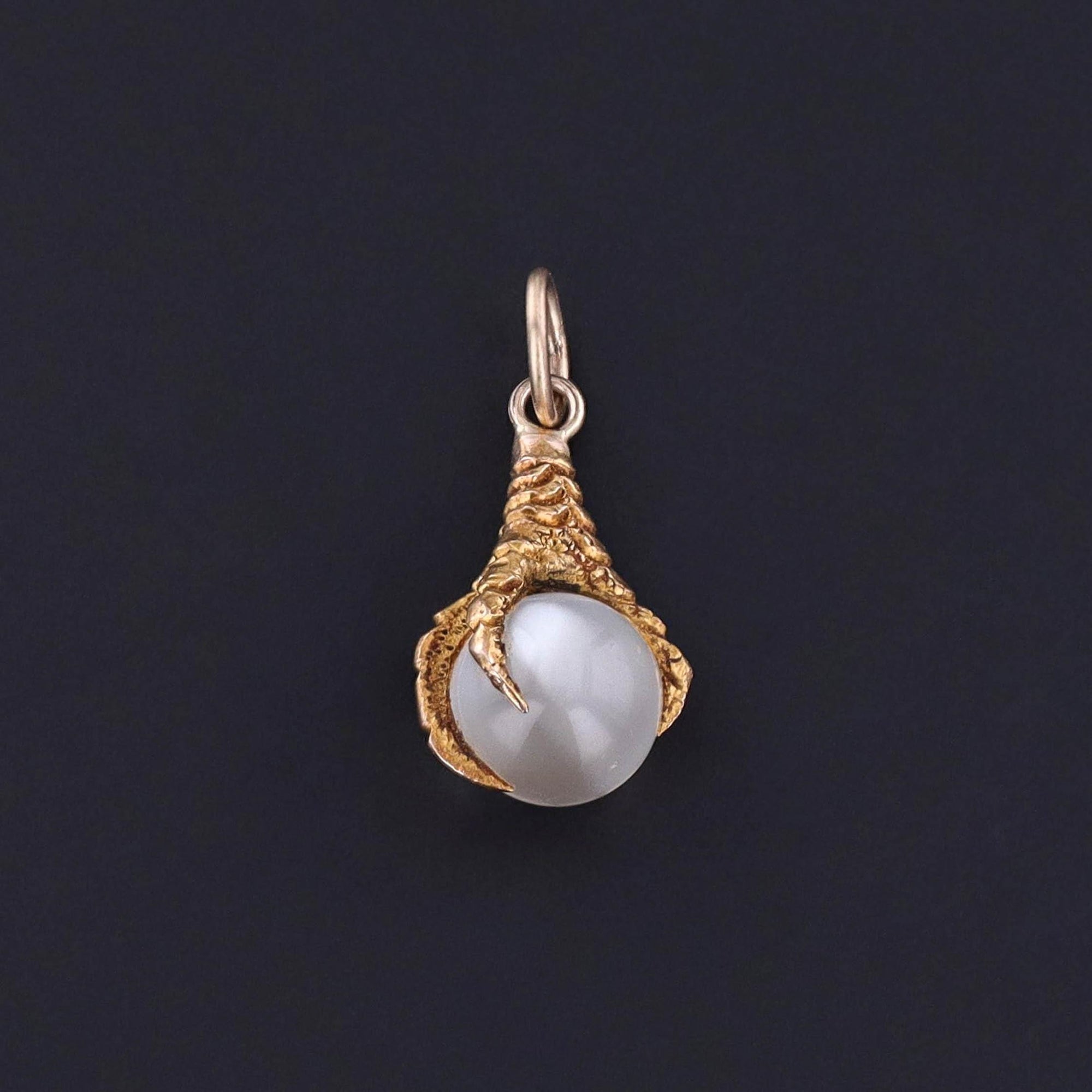 Antique Moonstone Talon Charm of 14k Gold