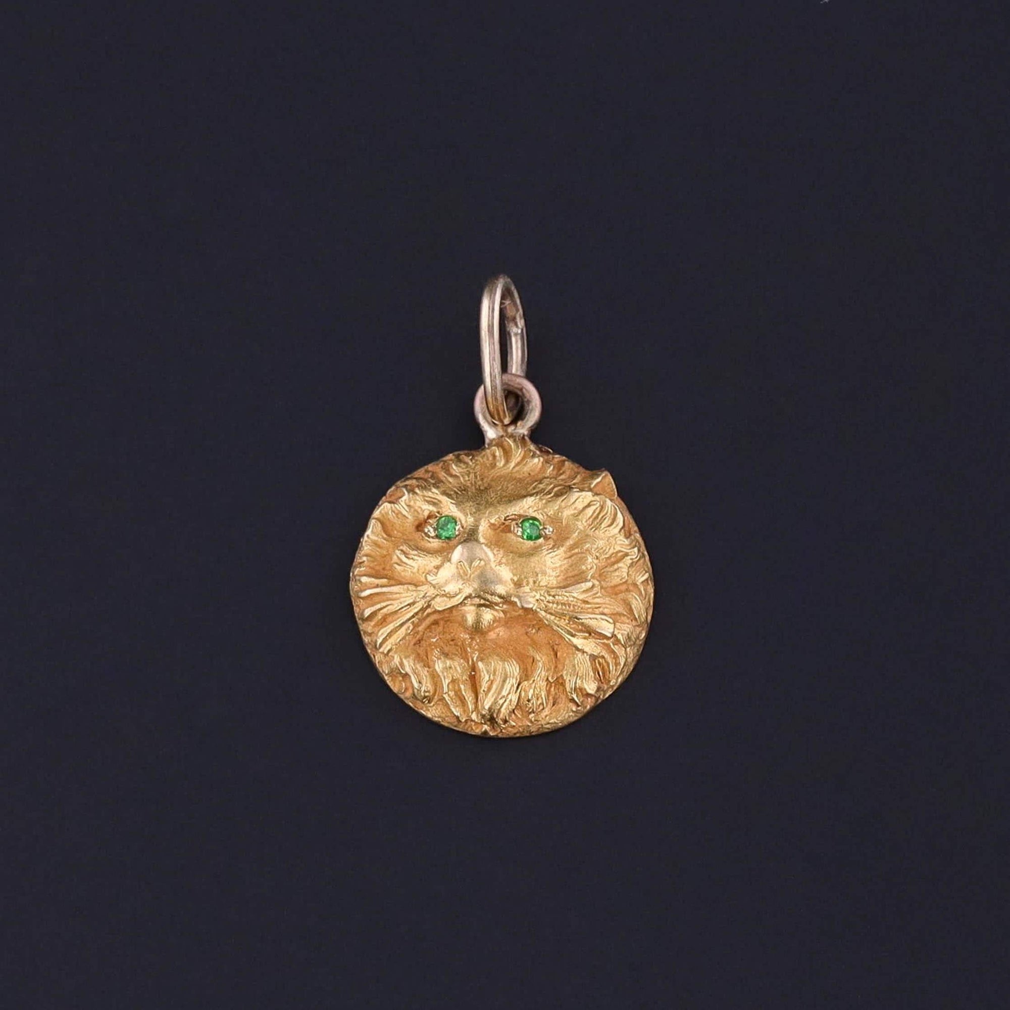 Antique Cat Charm of 14k Gold